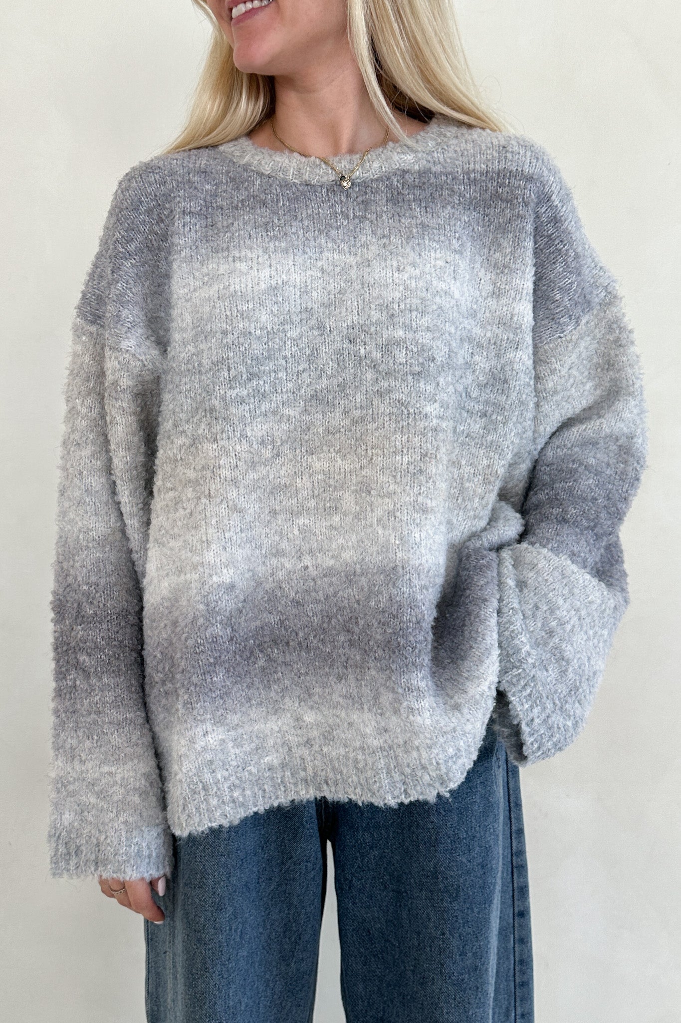 Olsen Loose Fit Ombre Sweater in Coastal Grey - Neutral Ground