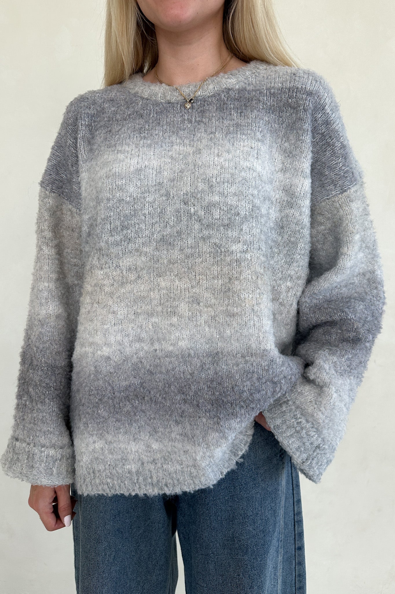Olsen Loose Fit Ombre Sweater in Coastal Grey - Neutral Ground