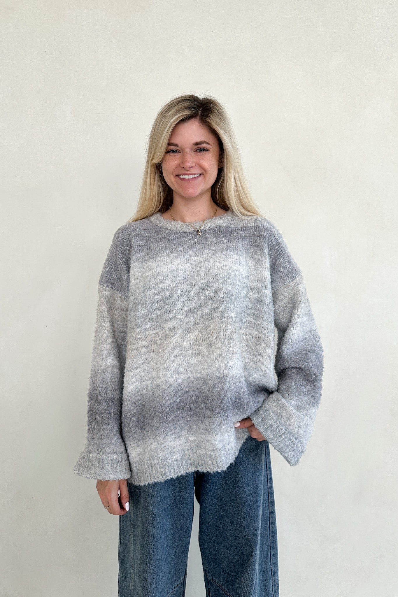 Olsen Loose Fit Ombre Sweater in Coastal Grey - Neutral Ground