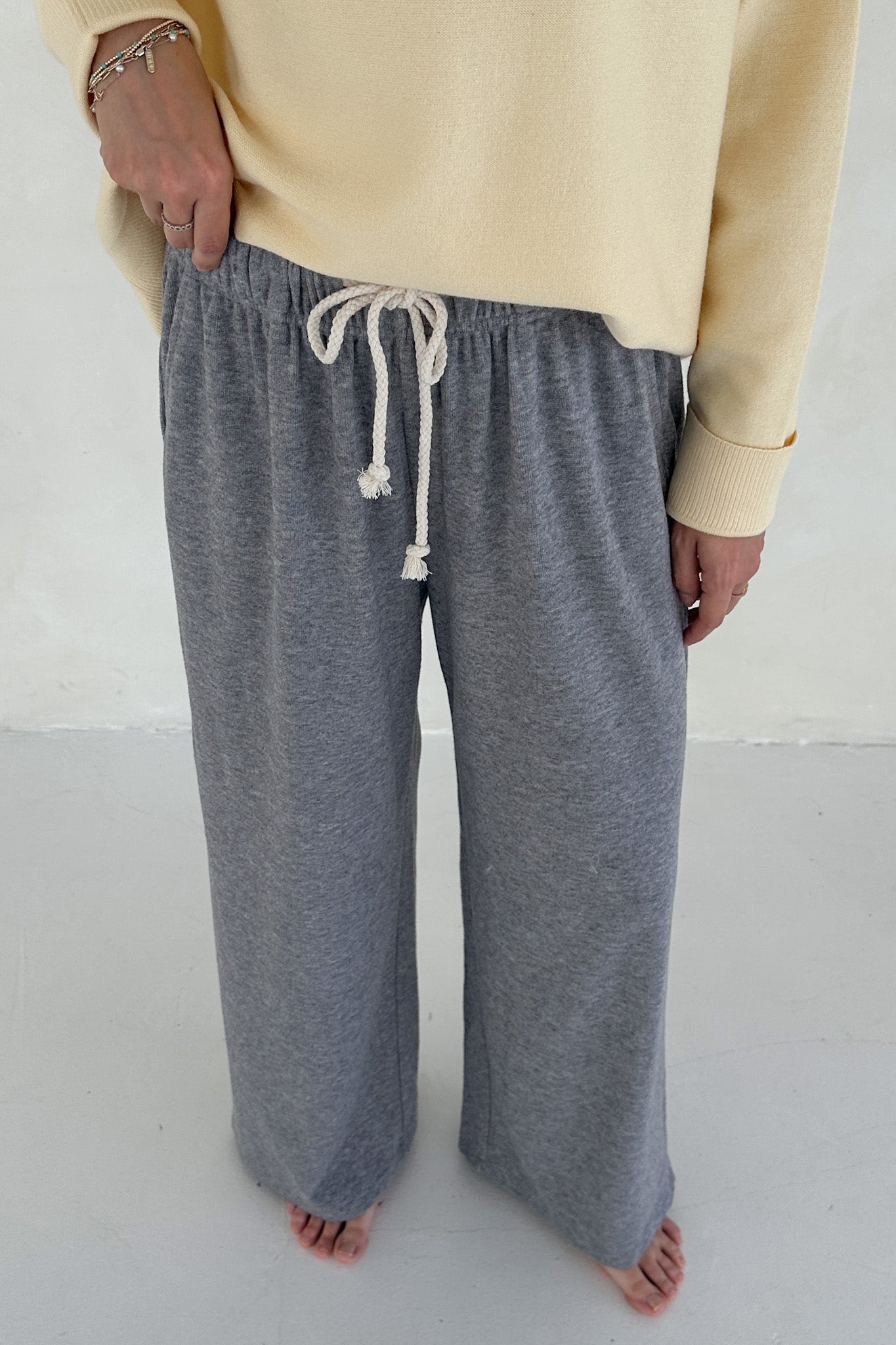 On the Move Drawstring Pants in Heather Grey - Neutral Ground