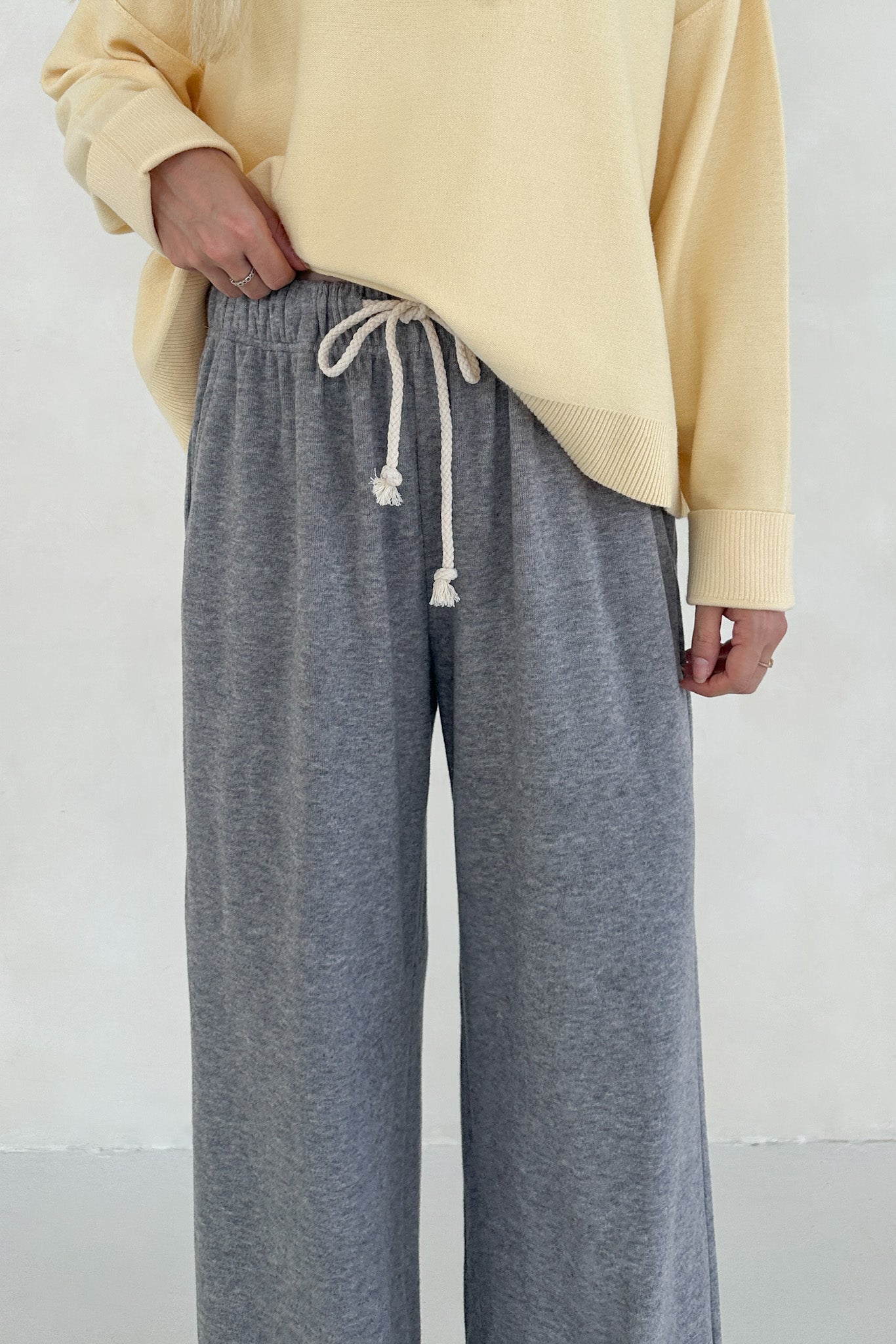 On the Move Drawstring Pants in Heather Grey - Neutral Ground