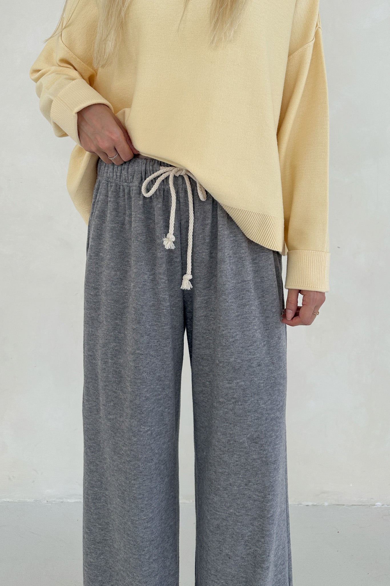 On the Move Drawstring Pants in Heather Grey - Neutral Ground