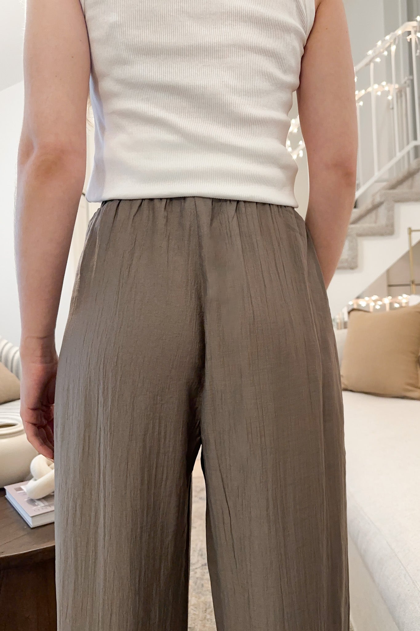 Palisades Textured Straight Leg Pants - Neutral Ground