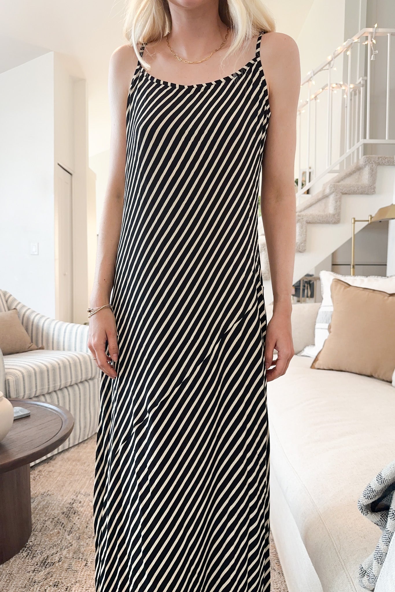 Parisian Summer Striped Maxi Dress - Neutral Ground