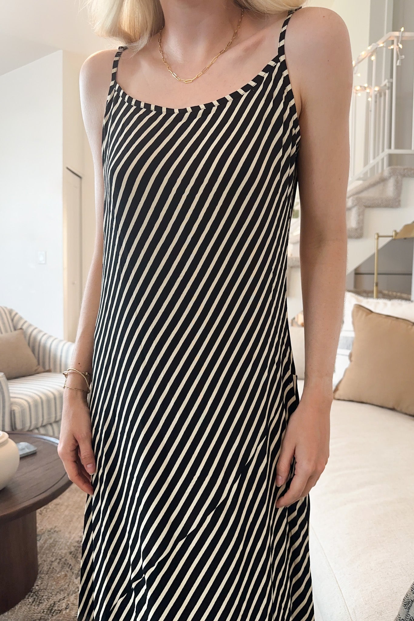 Parisian Summer Striped Maxi Dress - Neutral Ground