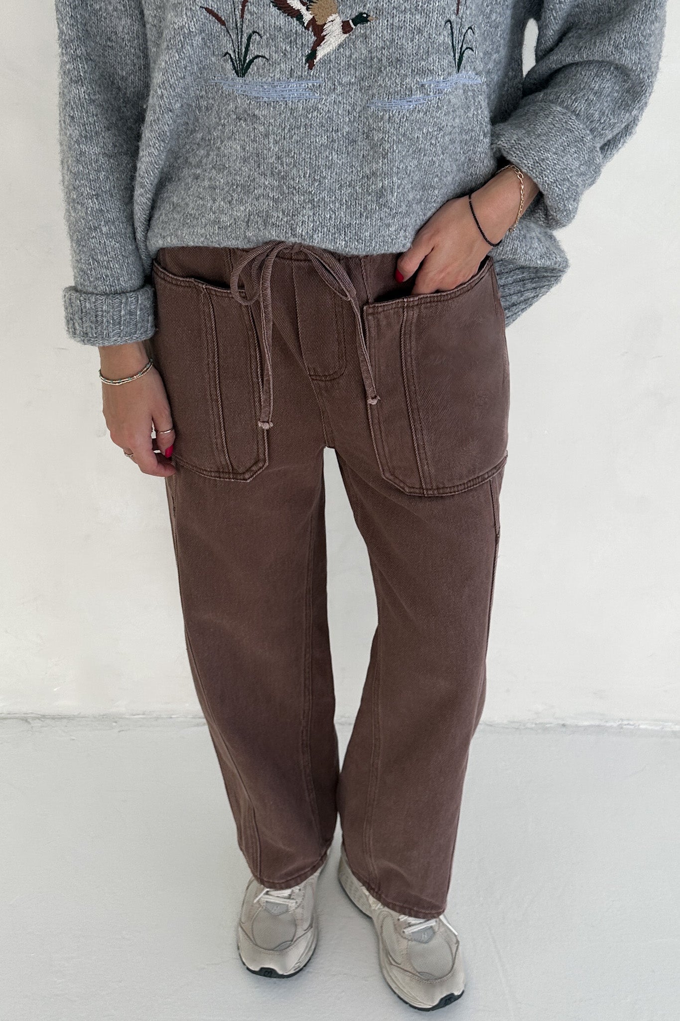 Parker Cotton Drawstring Barrel Pants - Neutral Ground