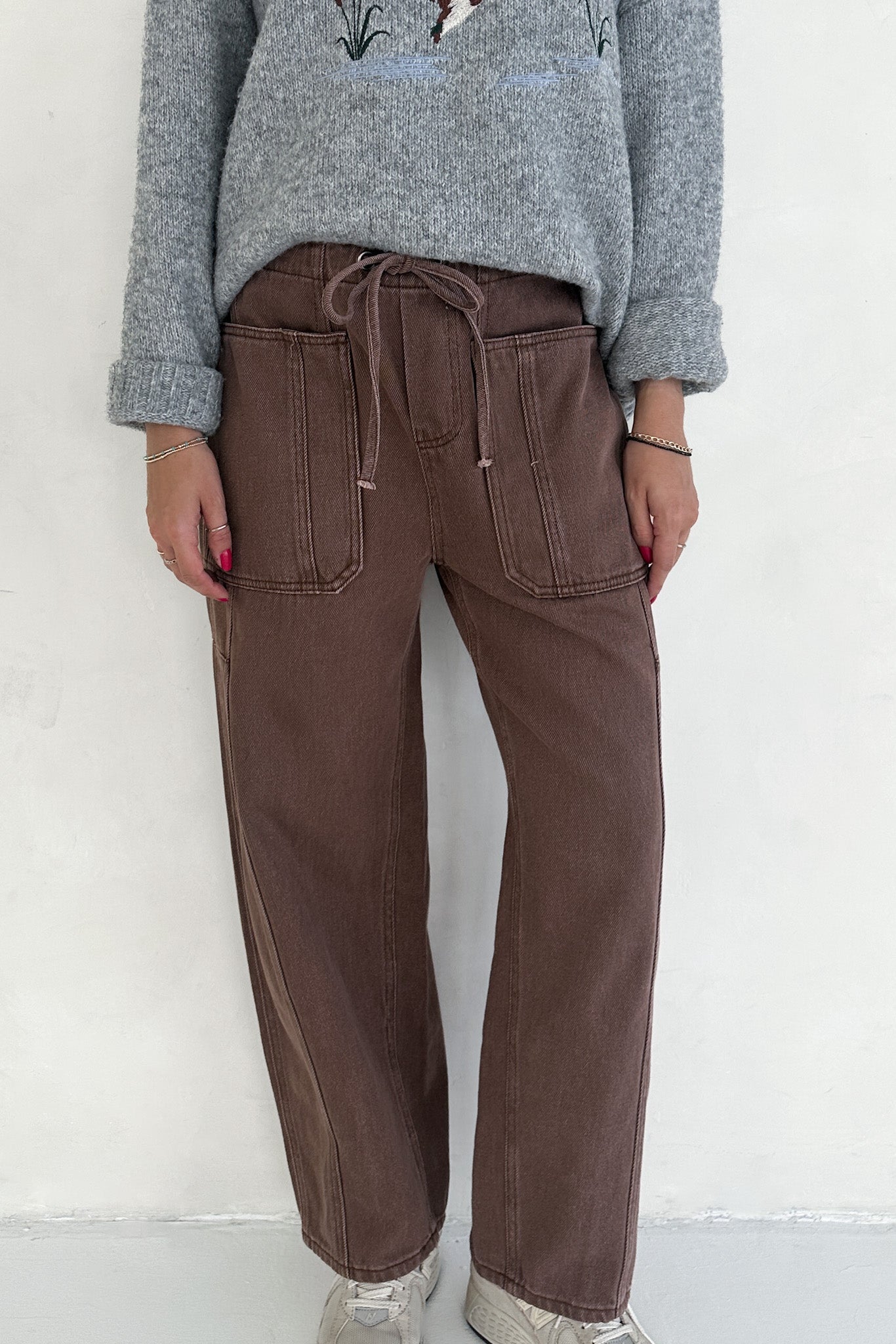 Parker Cotton Drawstring Barrel Pants - Neutral Ground