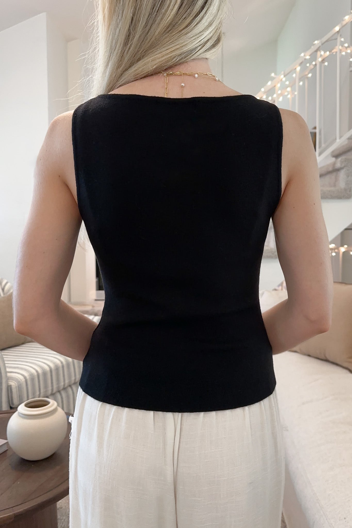 Penelope Boat Neck Top in Black - Neutral Ground