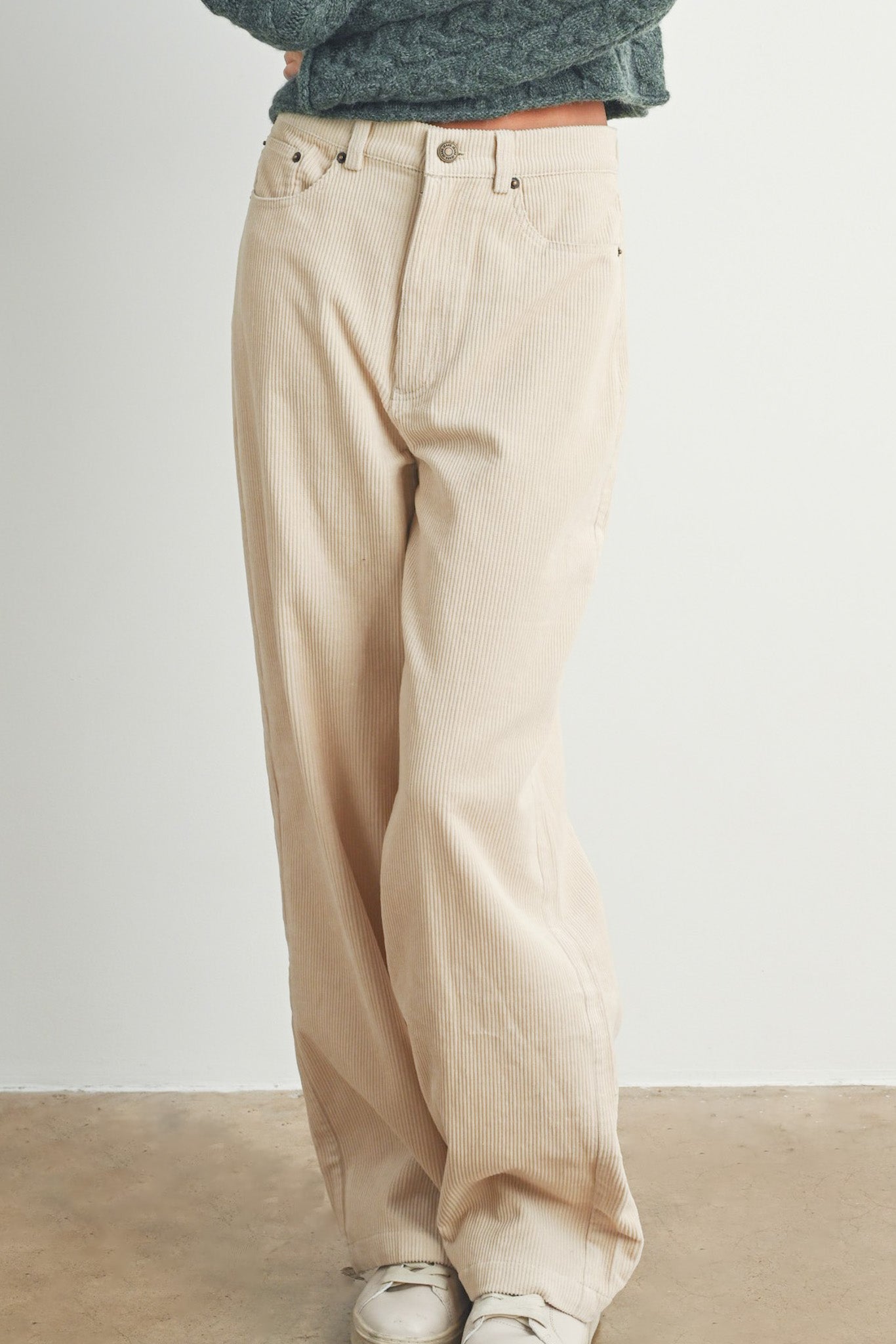 Penelope Straight Leg Corduroy Pants - Neutral Ground