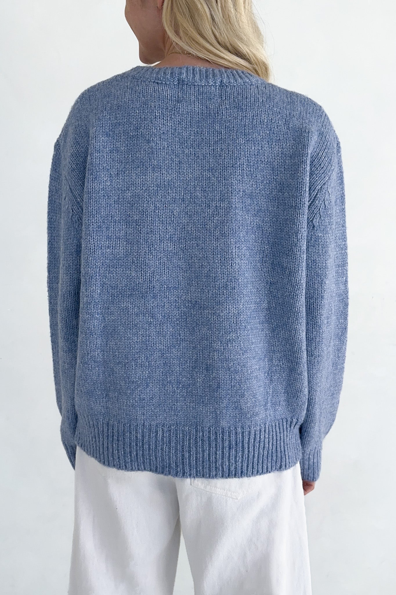 Periwinkle Patch Pocket Knit Sweater Top - Neutral Ground