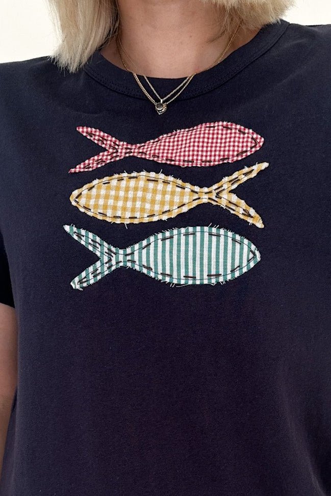 Play Koi Fish Patch Cotton Tee - Neutral Ground