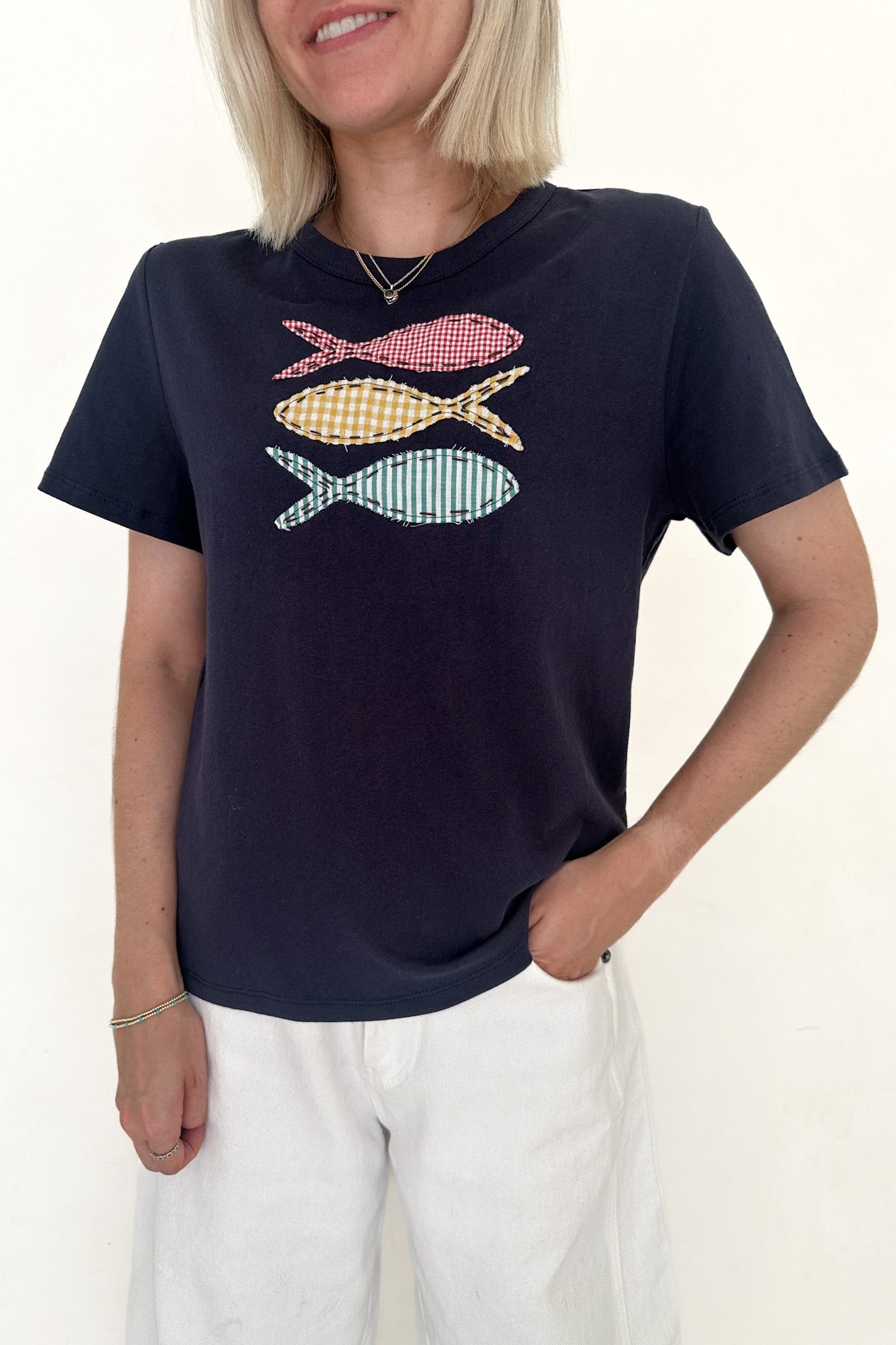 Play Koi Fish Patch Cotton Tee - Neutral Ground