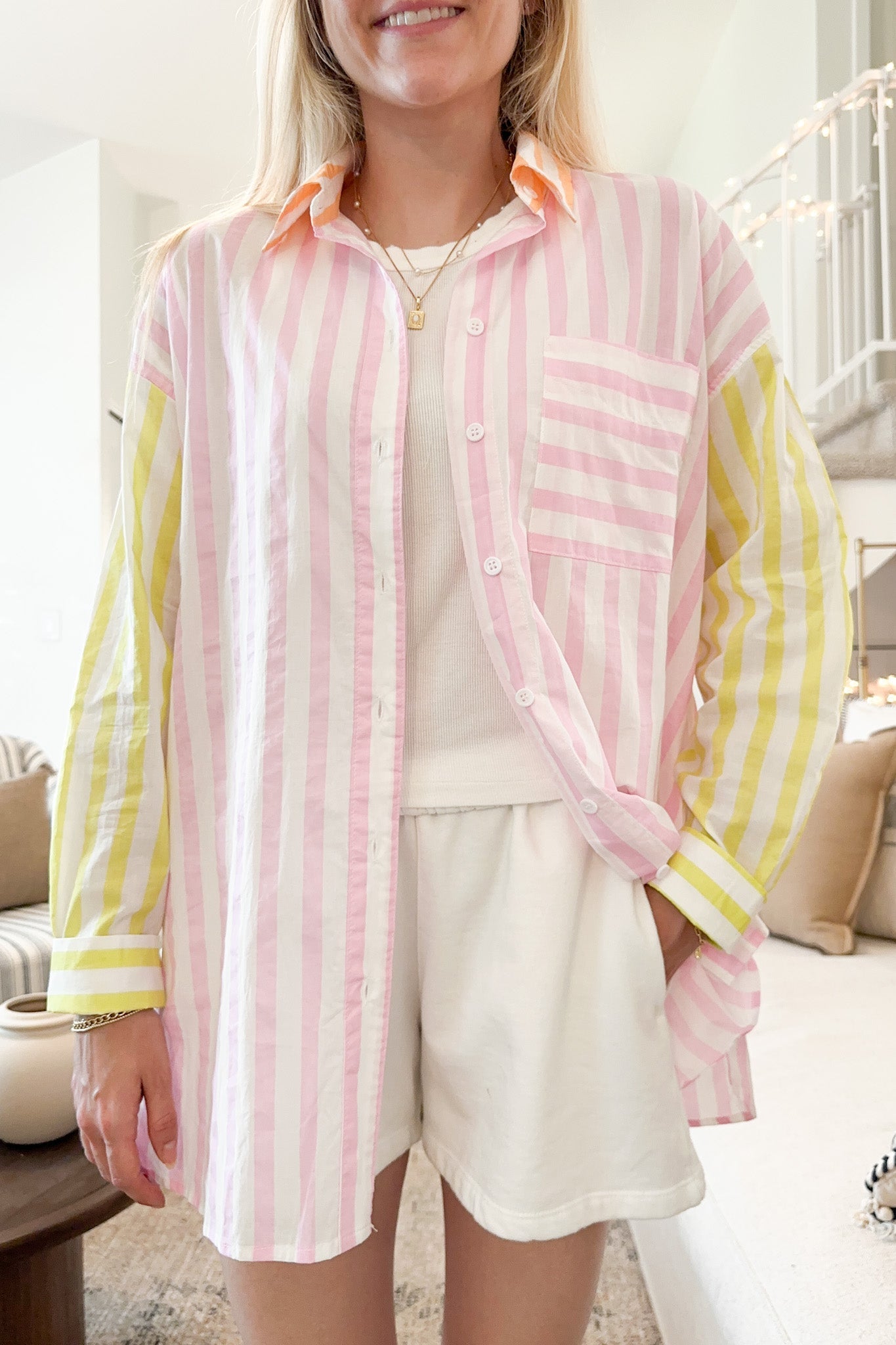 Pool Party Button Down Shirt - Neutral Ground