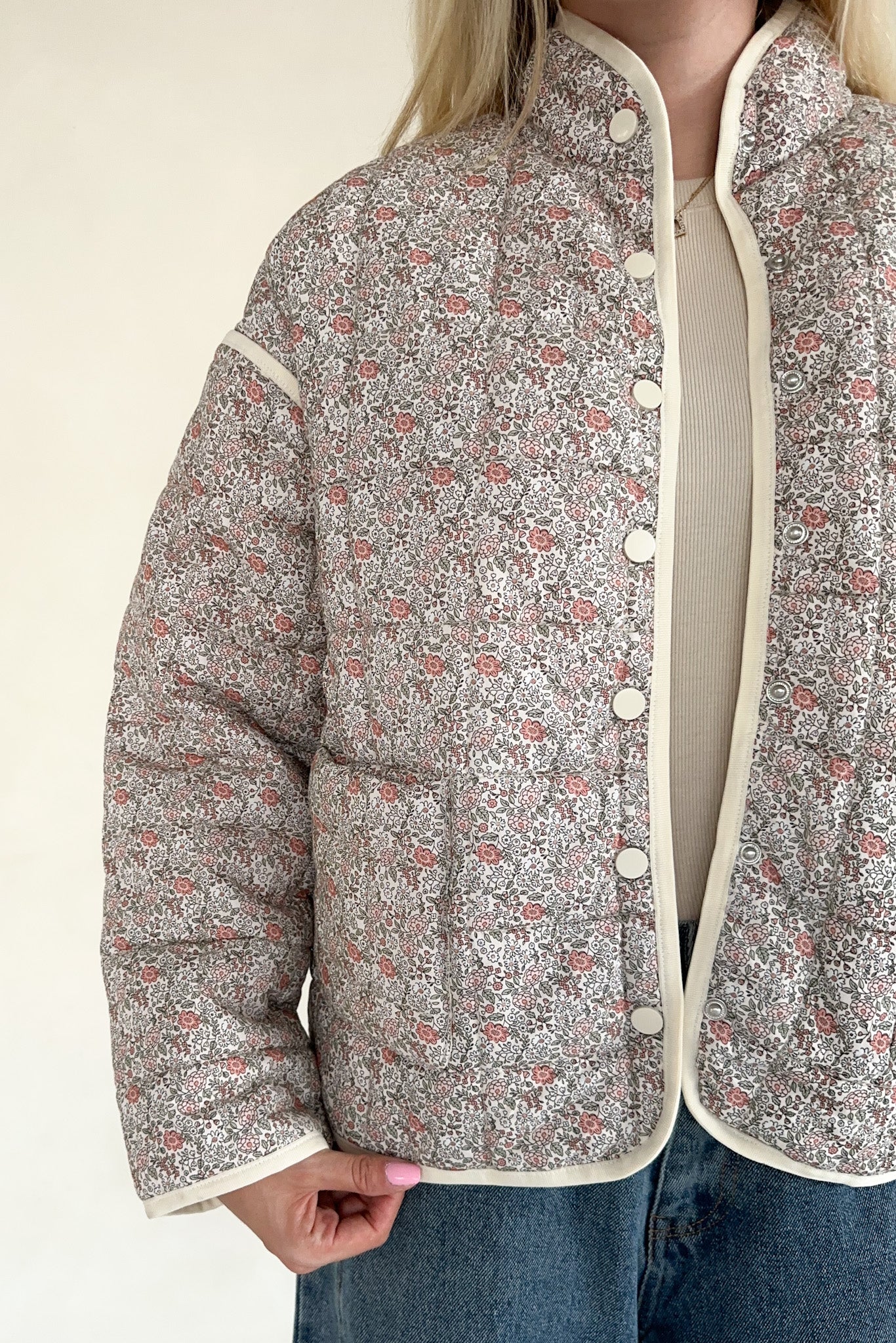 Poppy Floral Quilted Jacket - Neutral Ground