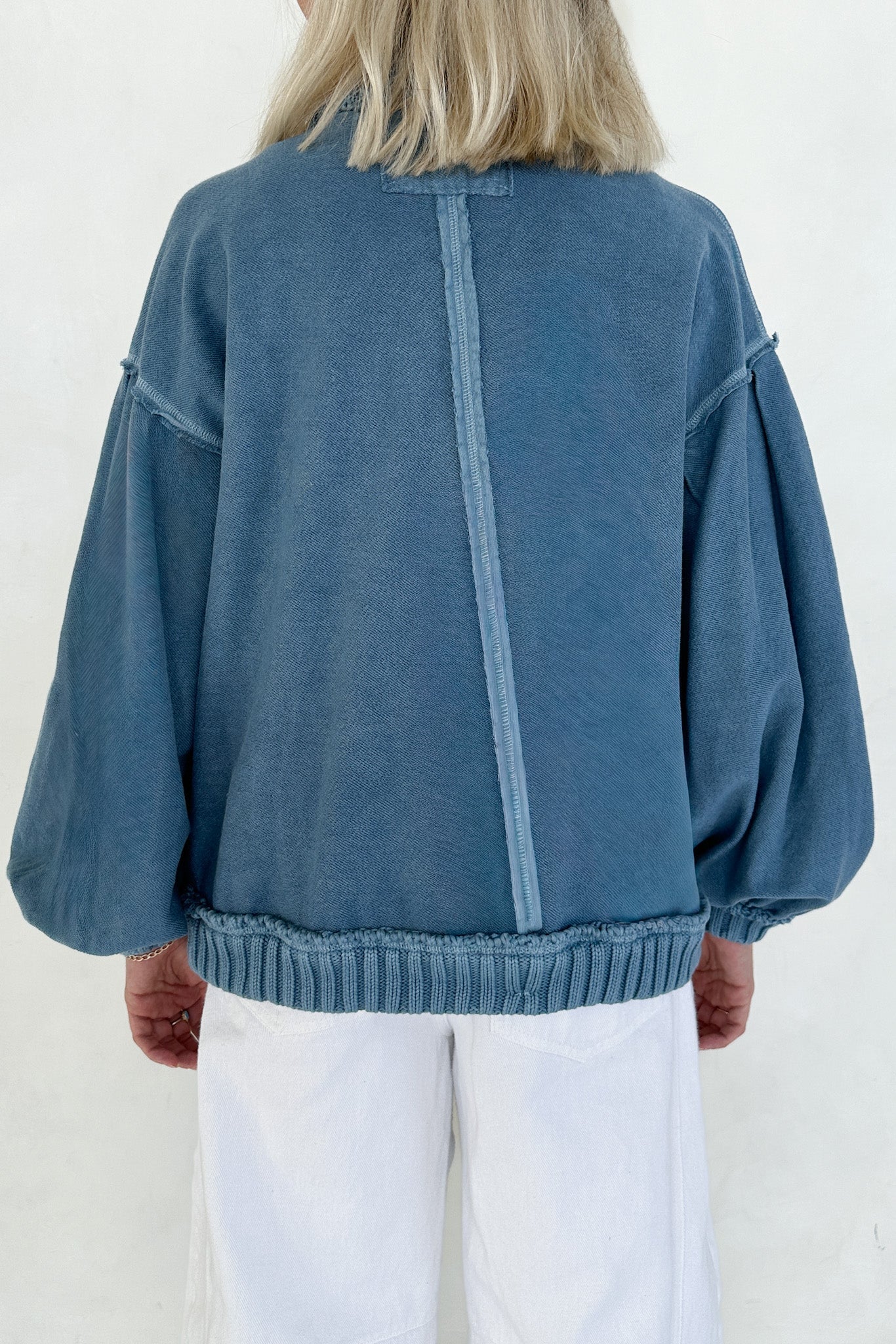 Presley Washed Ribbed Knit Trim Jacket - Neutral Ground