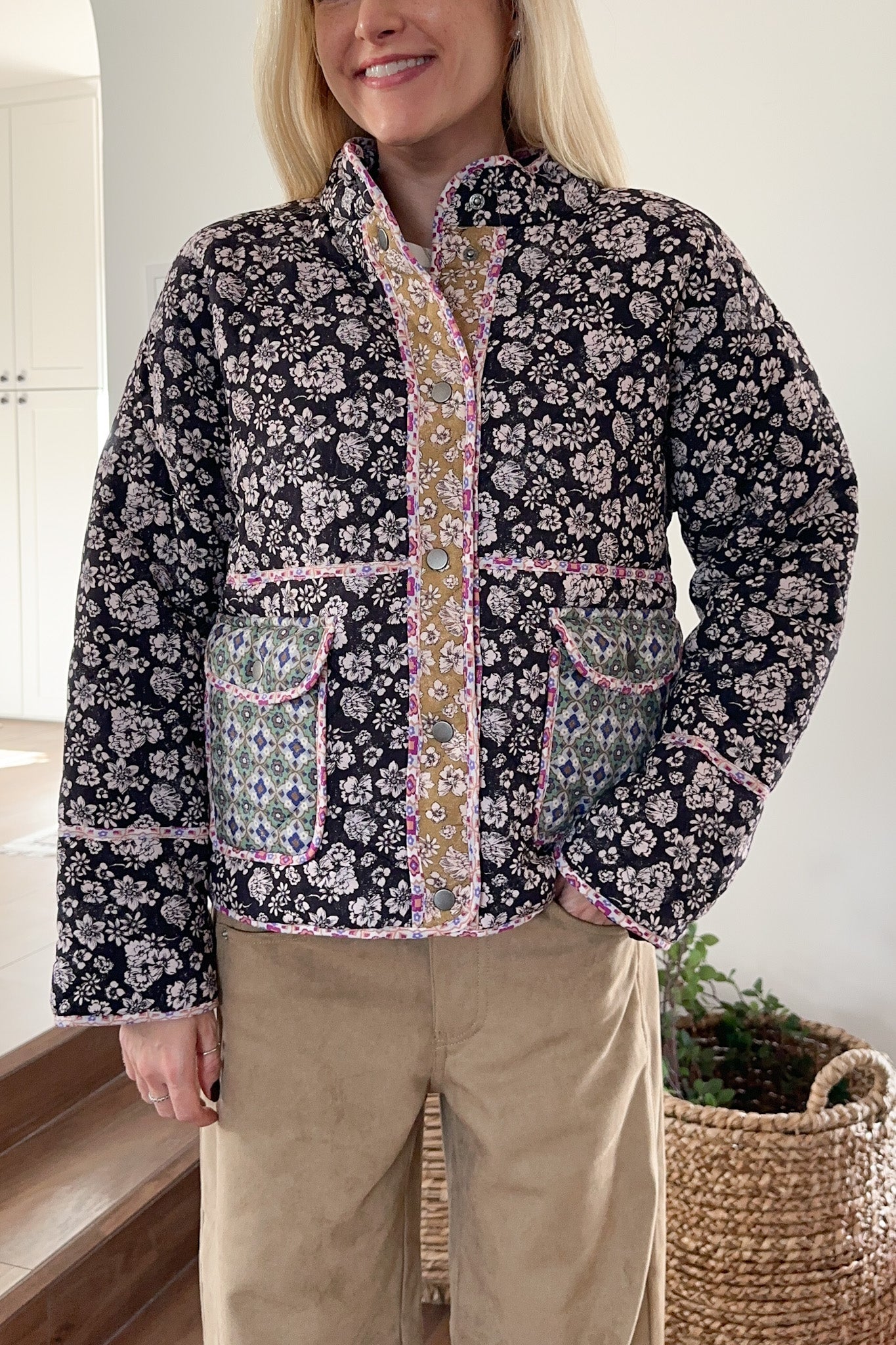 Provence Floral Quilted Jacket - Neutral Ground