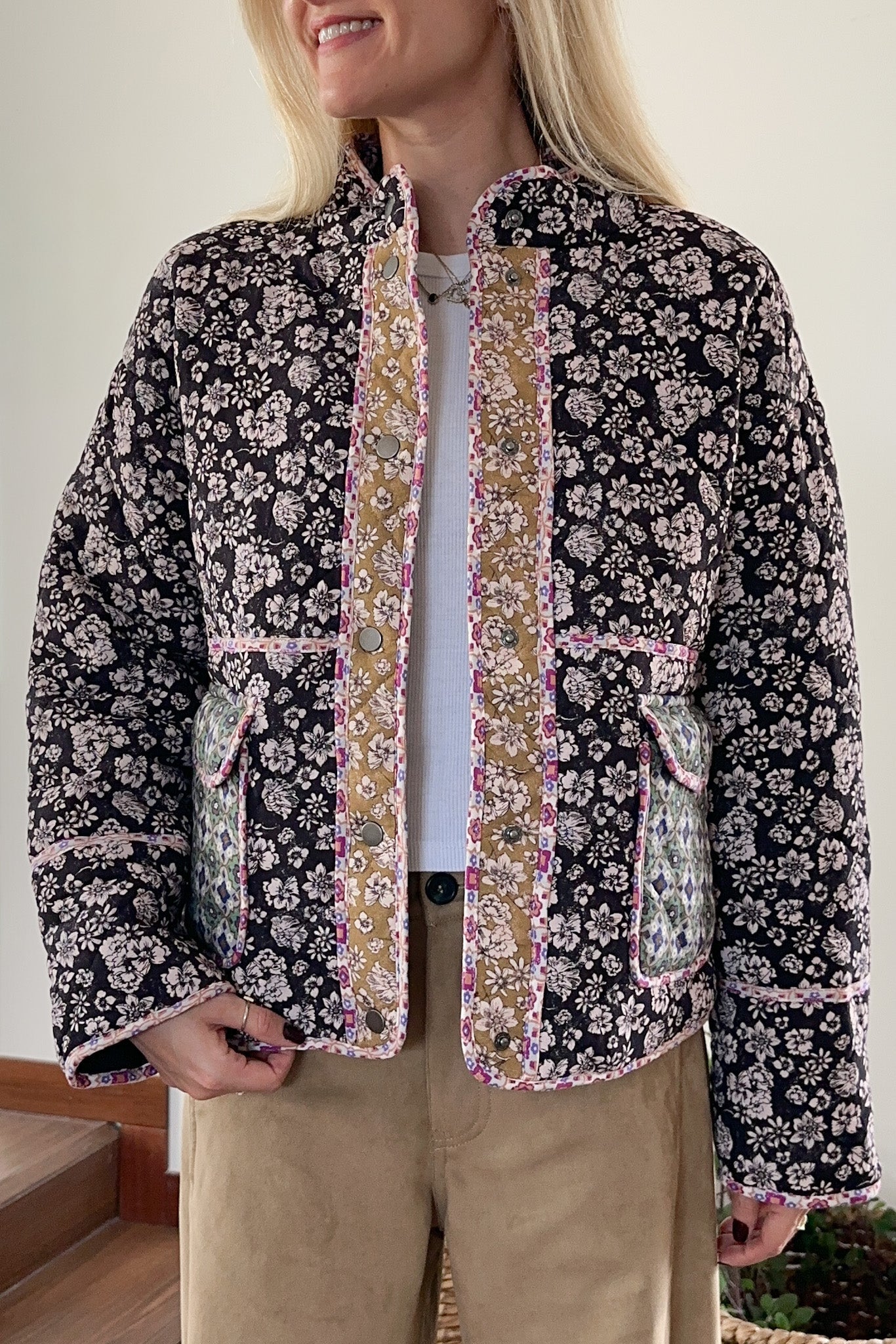 Provence Floral Quilted Jacket - Neutral Ground