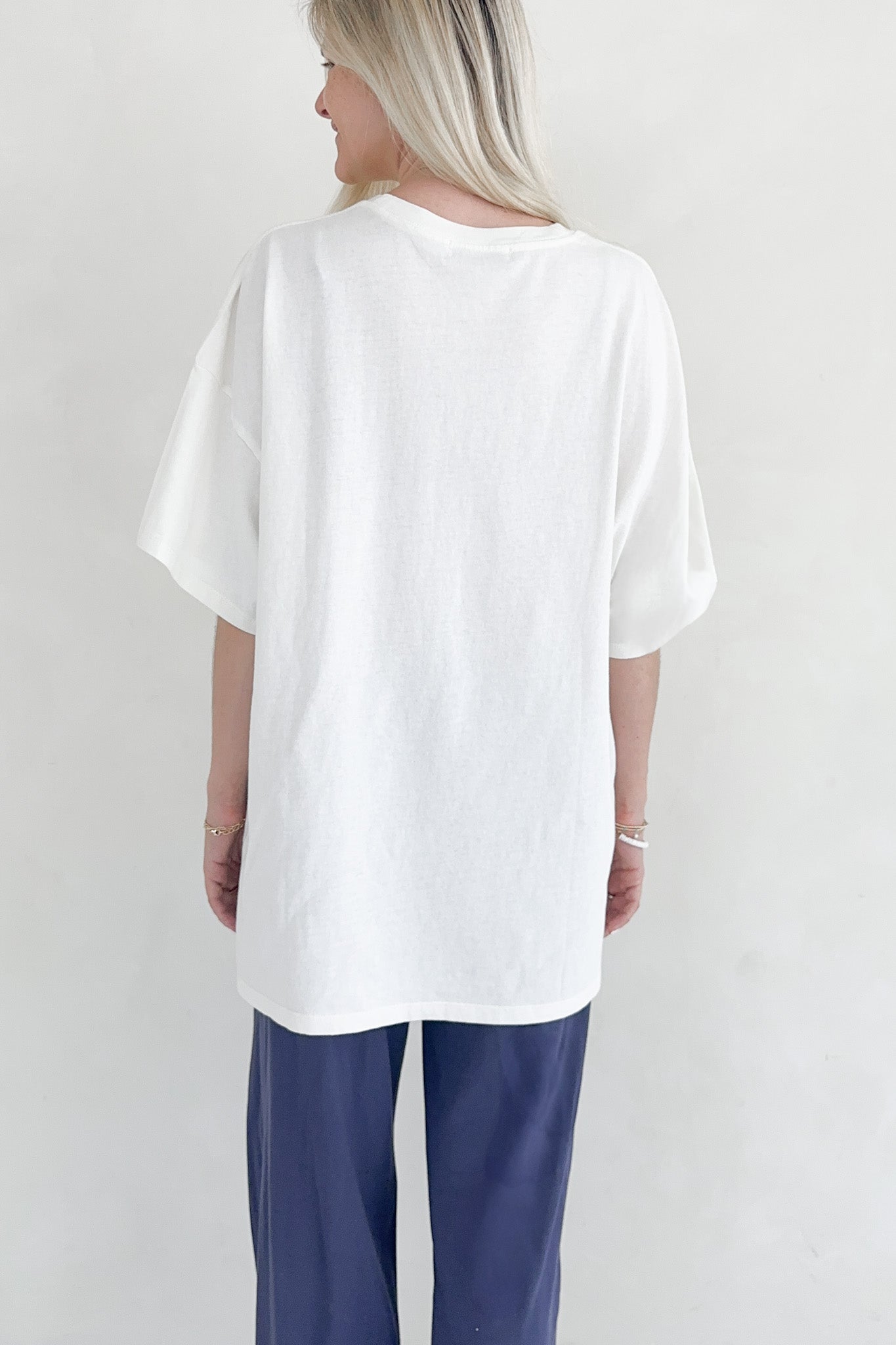 Quinn Cotton Mineral Wash Oversized Crew Neck Tee in Off White - Neutral Ground