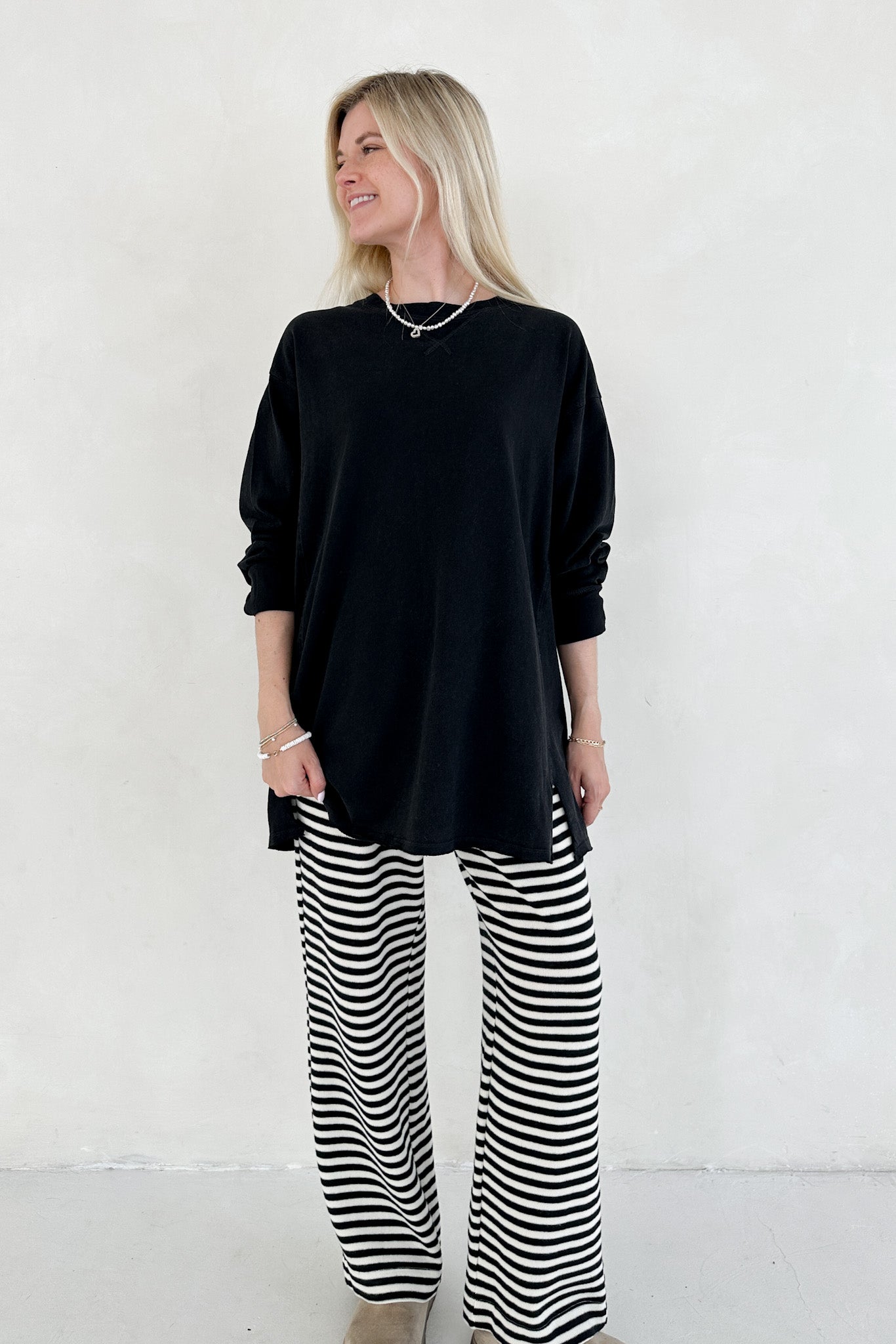 Riley Cotton Mineral Wash Long Sleeve Tee in Black - Neutral Ground
