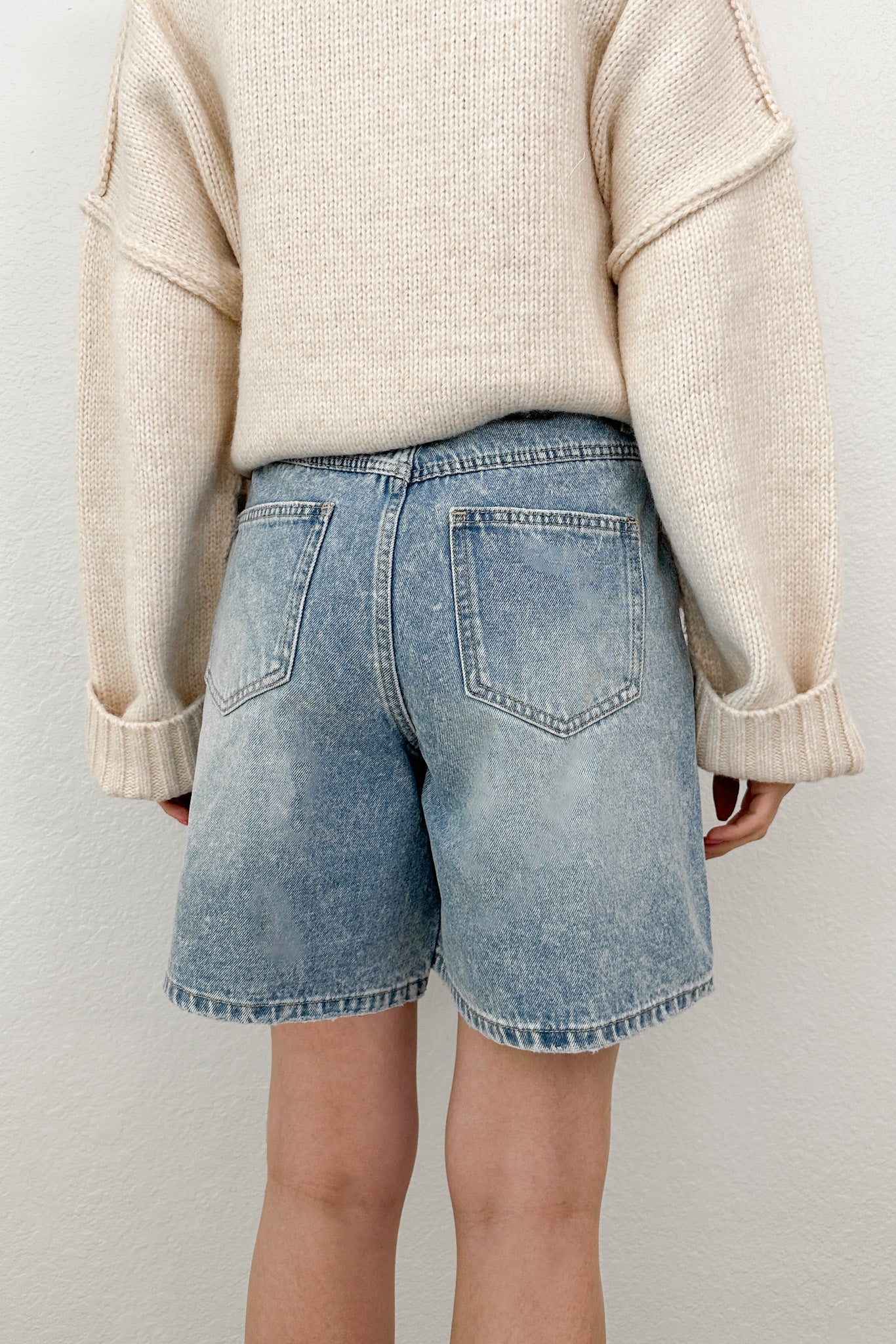 Riley Straight Leg Denim Shorts - Neutral Ground