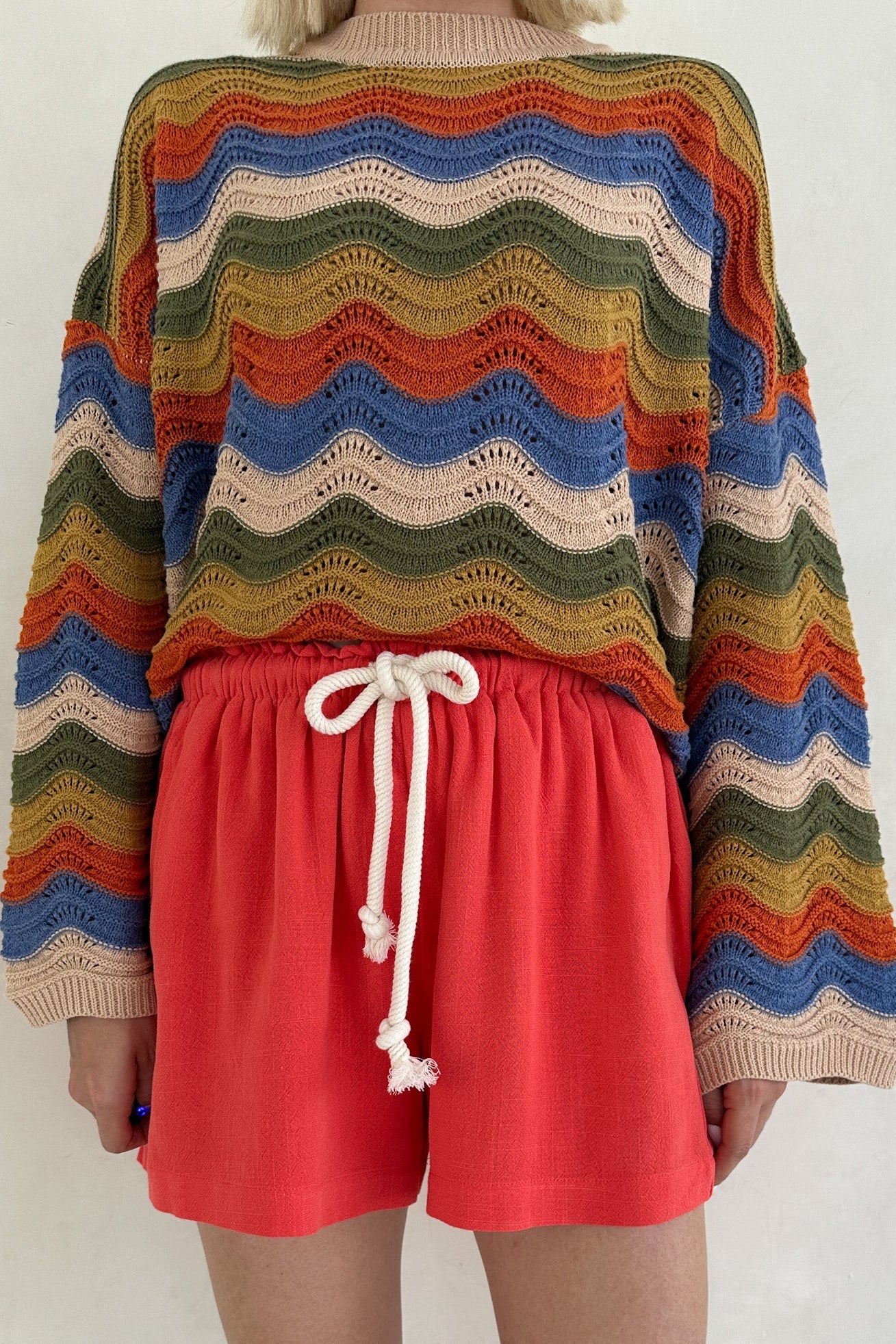 Riviera Rope Drawstring Shorts in Papaya - Neutral Ground