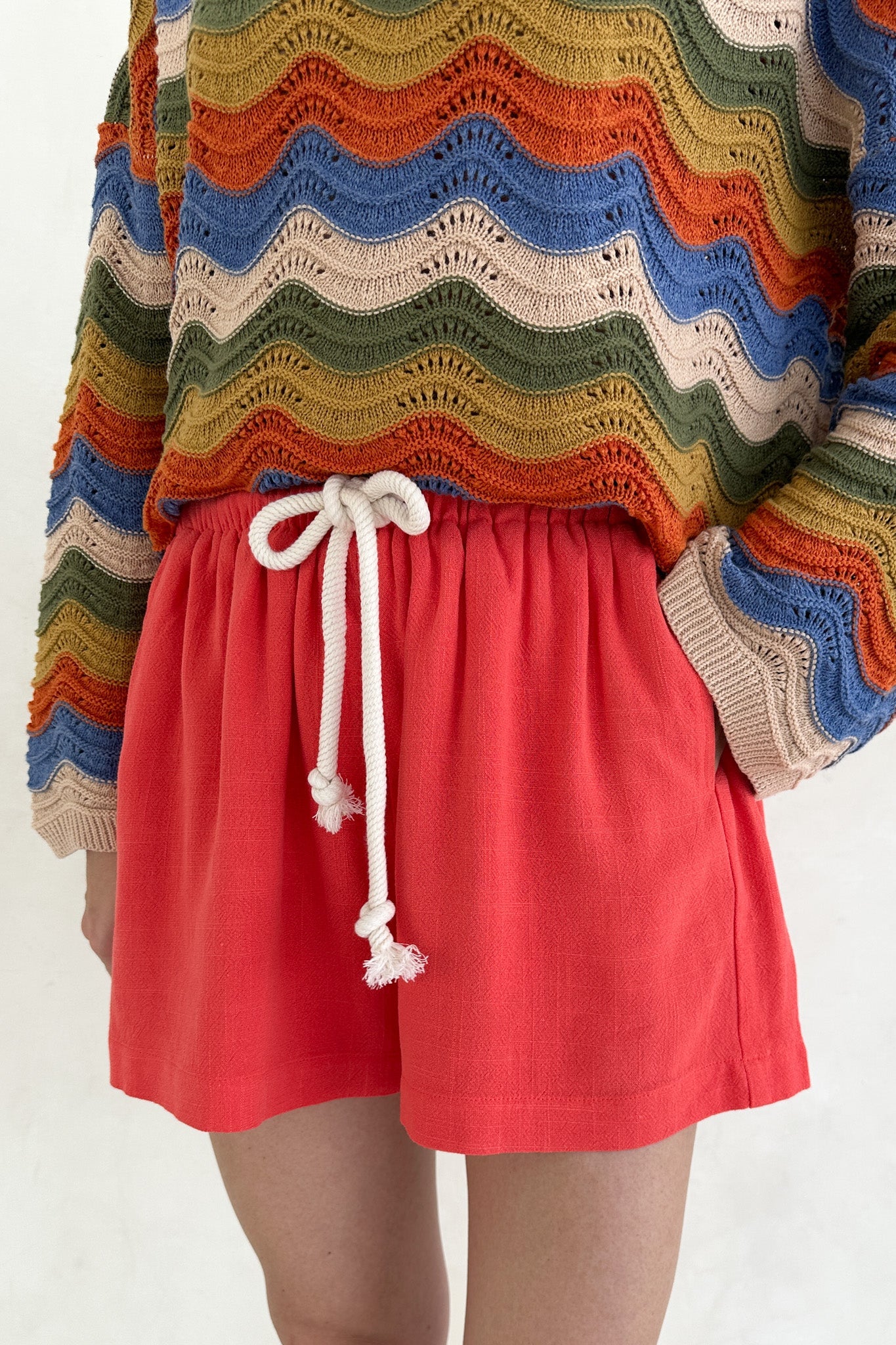 Riviera Rope Drawstring Shorts in Papaya - Neutral Ground