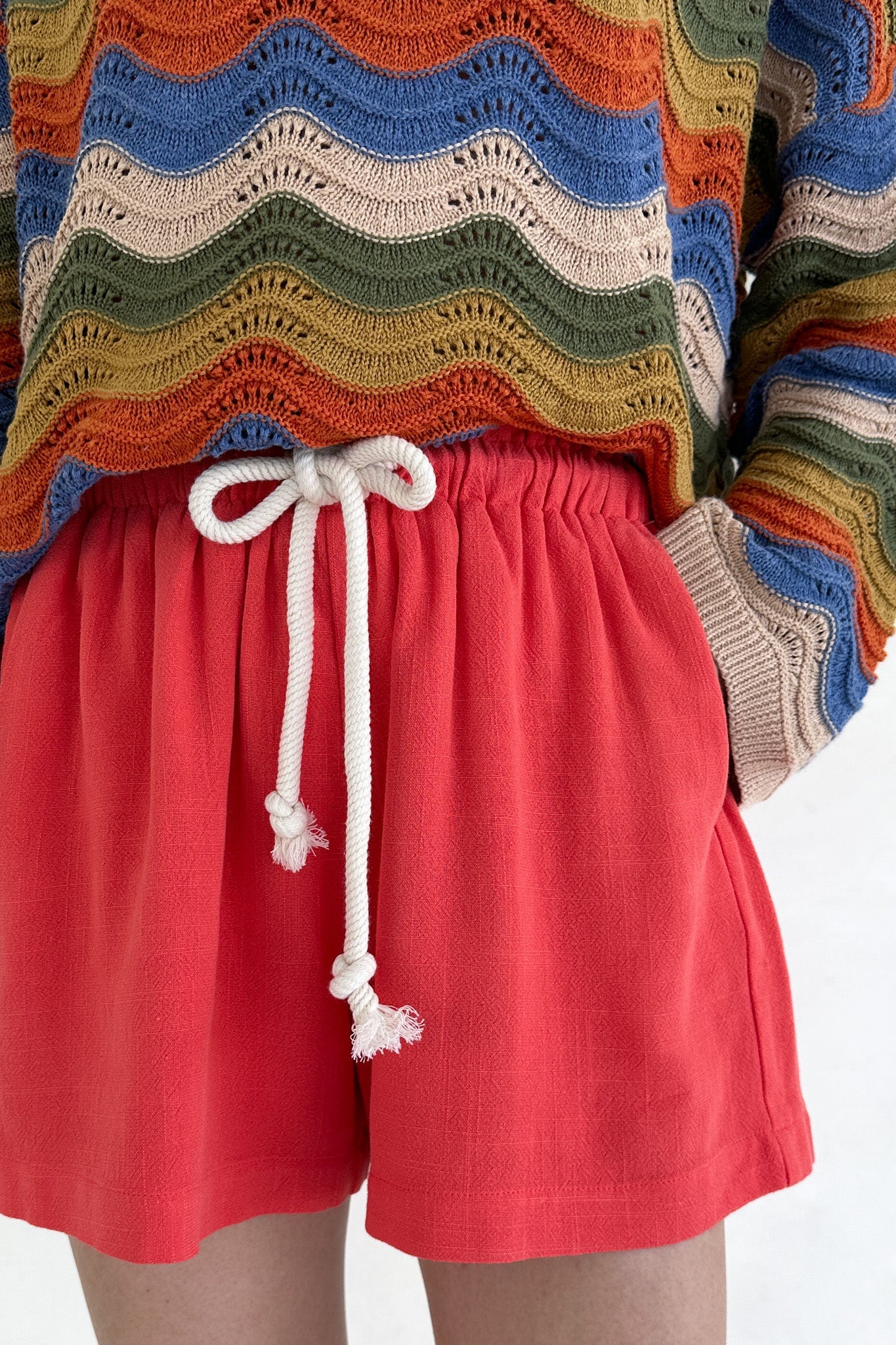 Riviera Rope Drawstring Shorts in Papaya - Neutral Ground