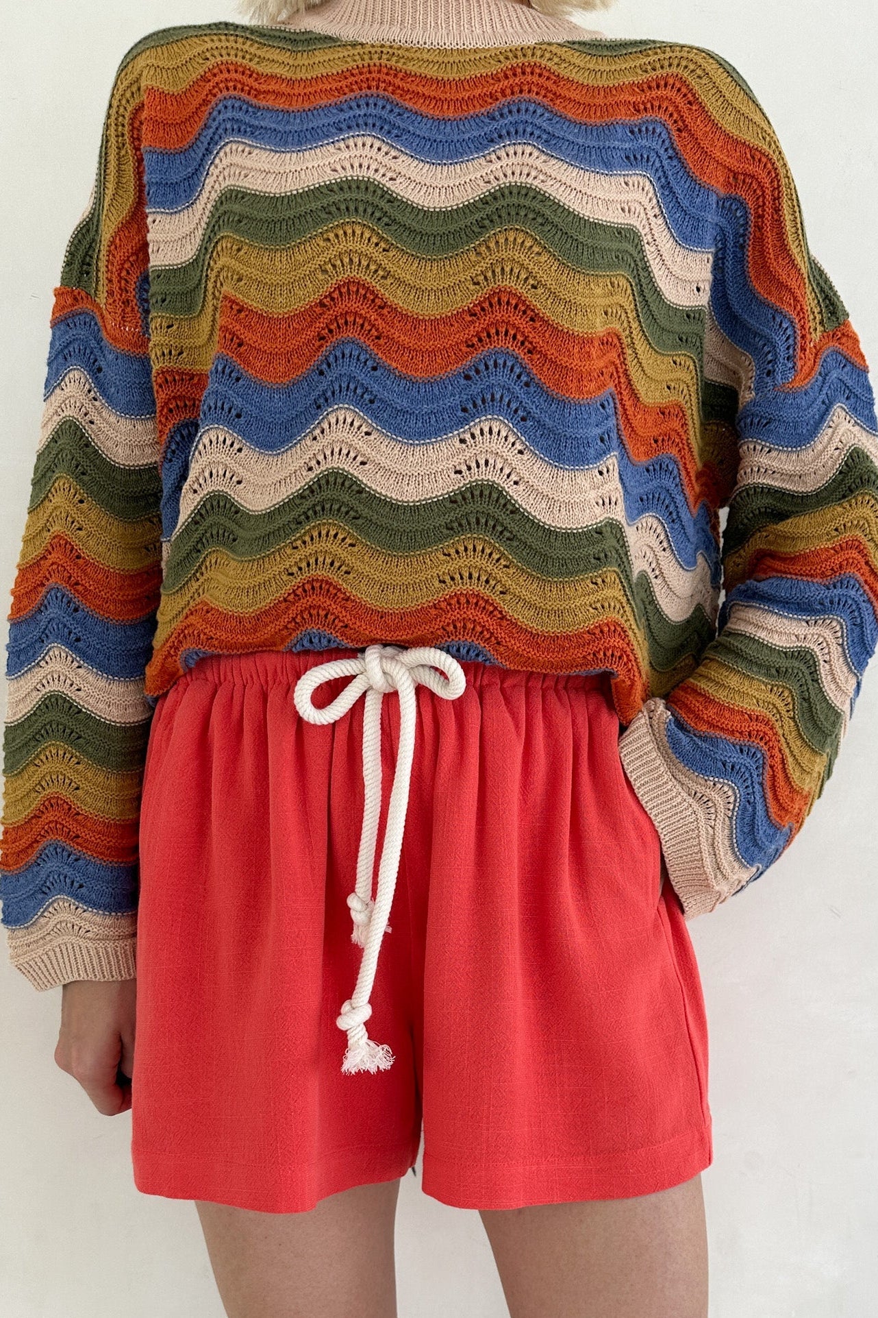 Riviera Rope Drawstring Shorts in Papaya - Neutral Ground