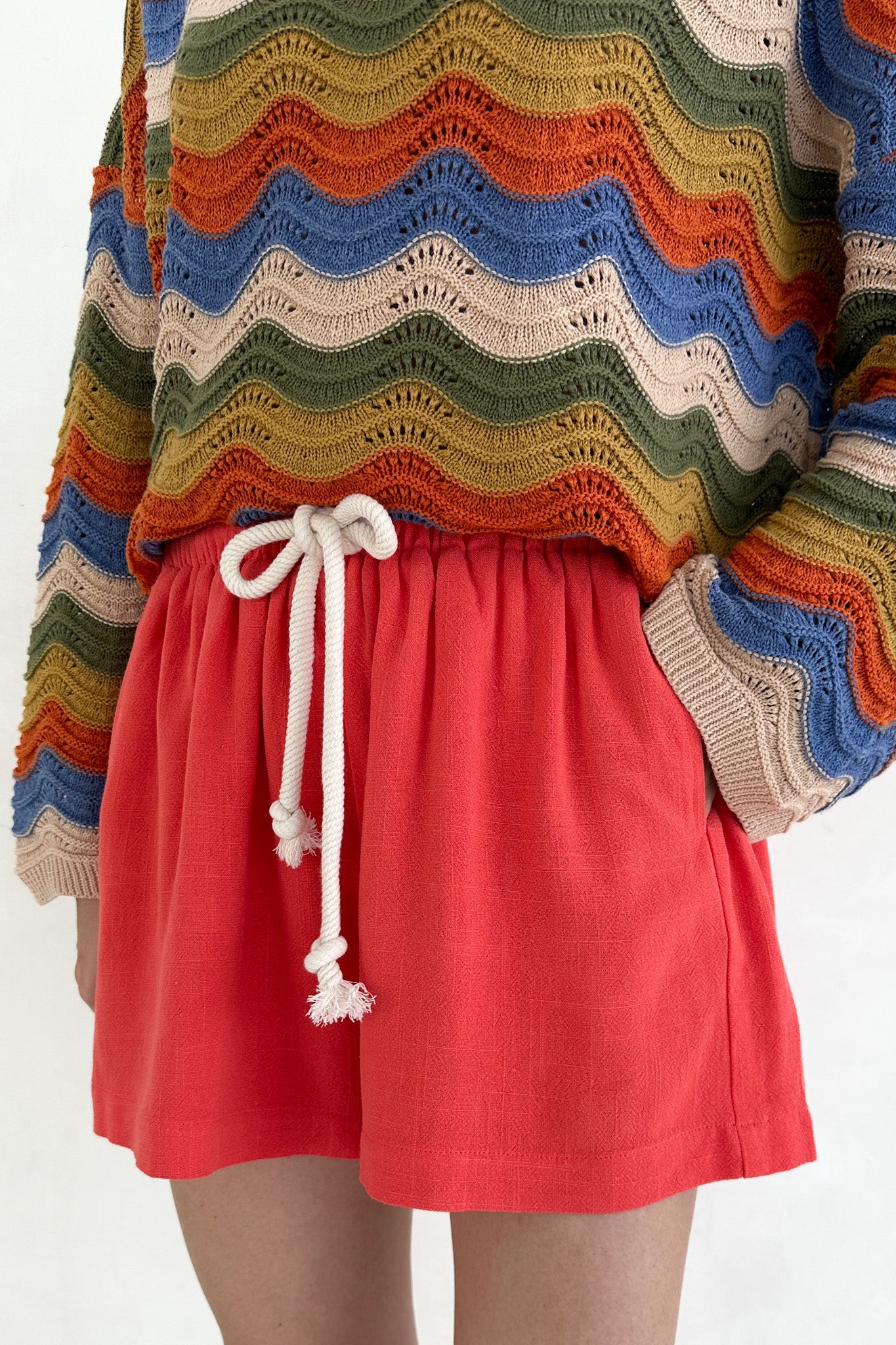 Riviera Rope Drawstring Shorts in Papaya - Neutral Ground