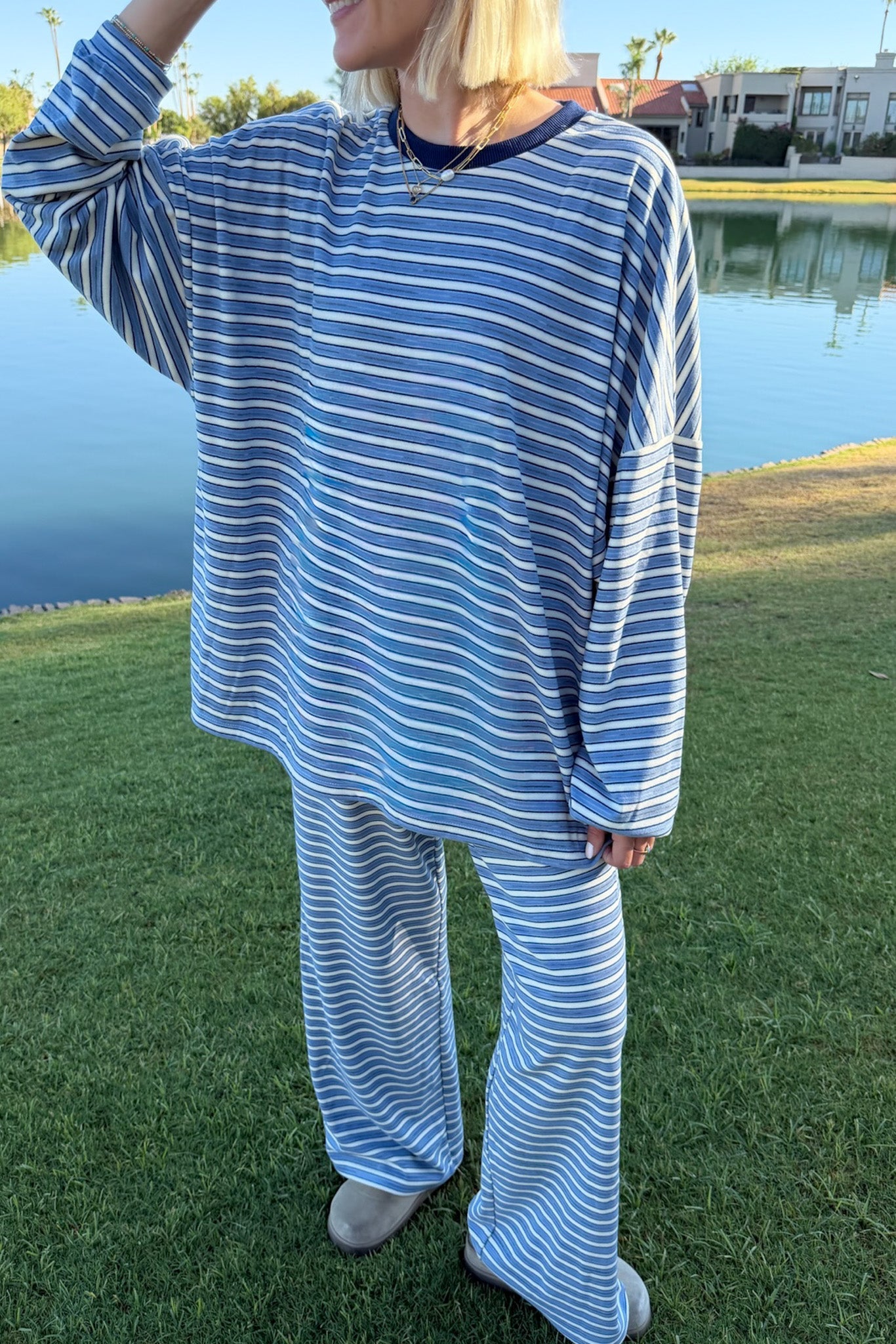 Roxanne Ultra Soft Striped Pants - Neutral Ground