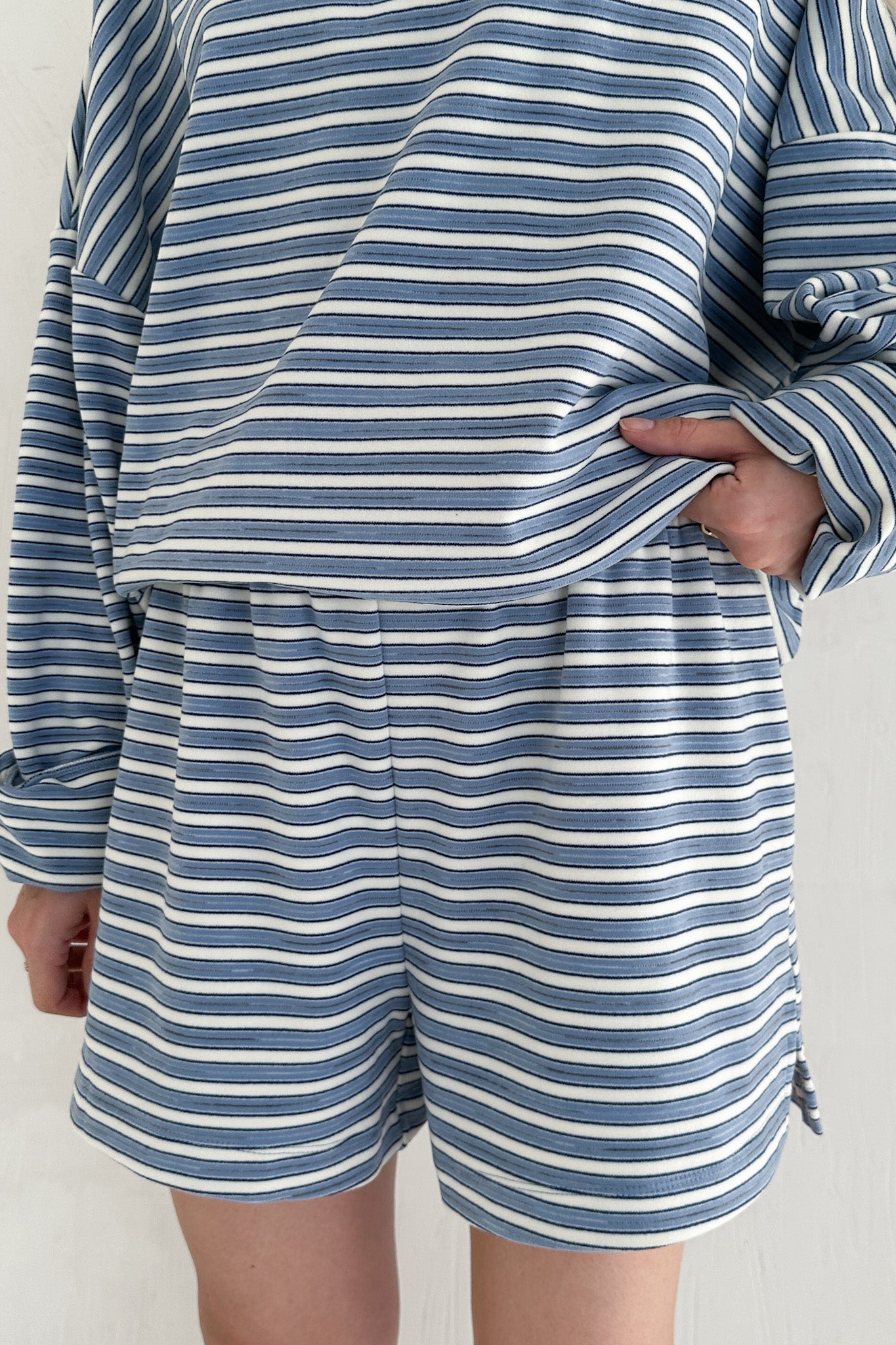 Roxanne Ultra Soft Striped Shorts - Neutral Ground