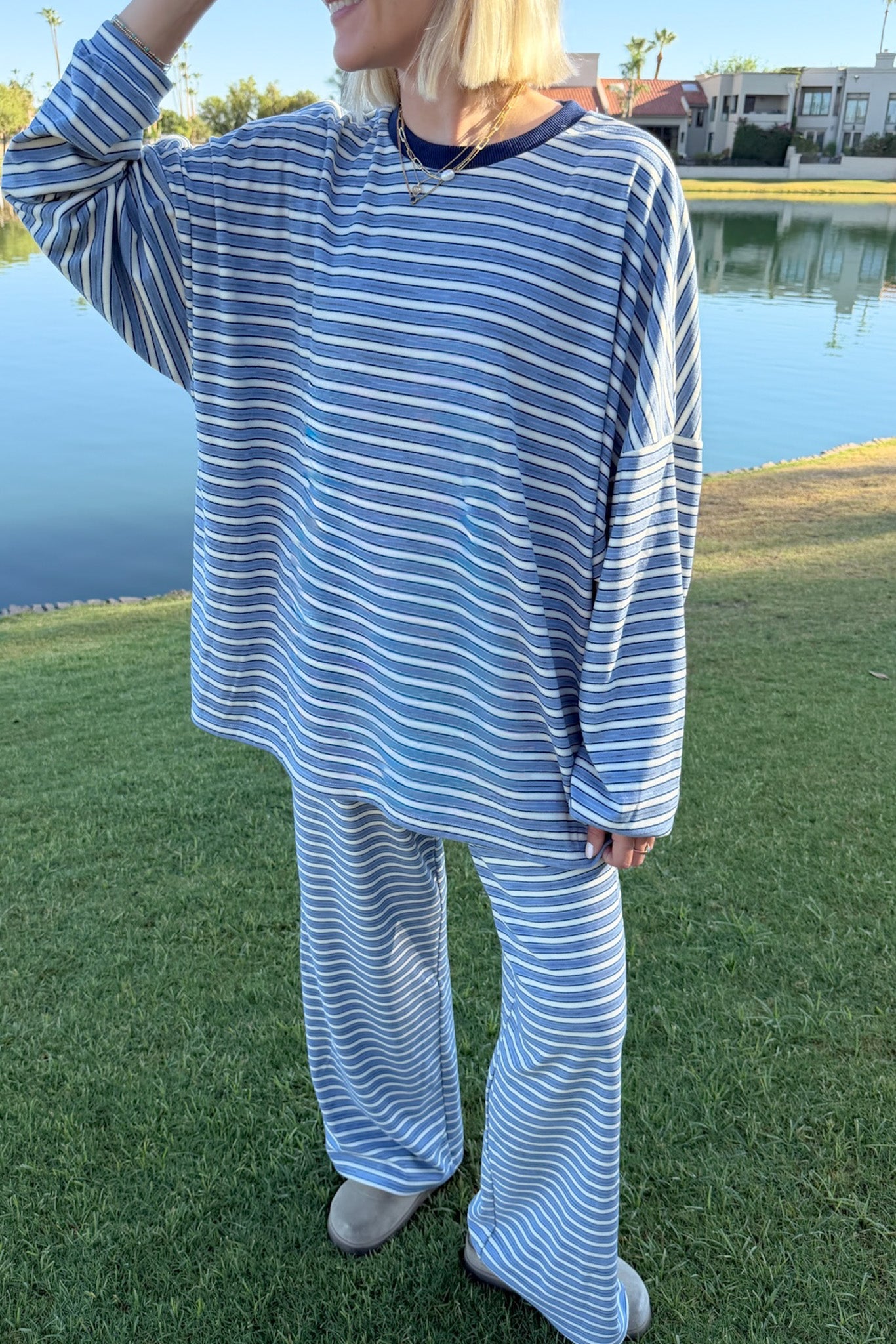 Roxanne Ultra Soft Striped Top - Neutral Ground