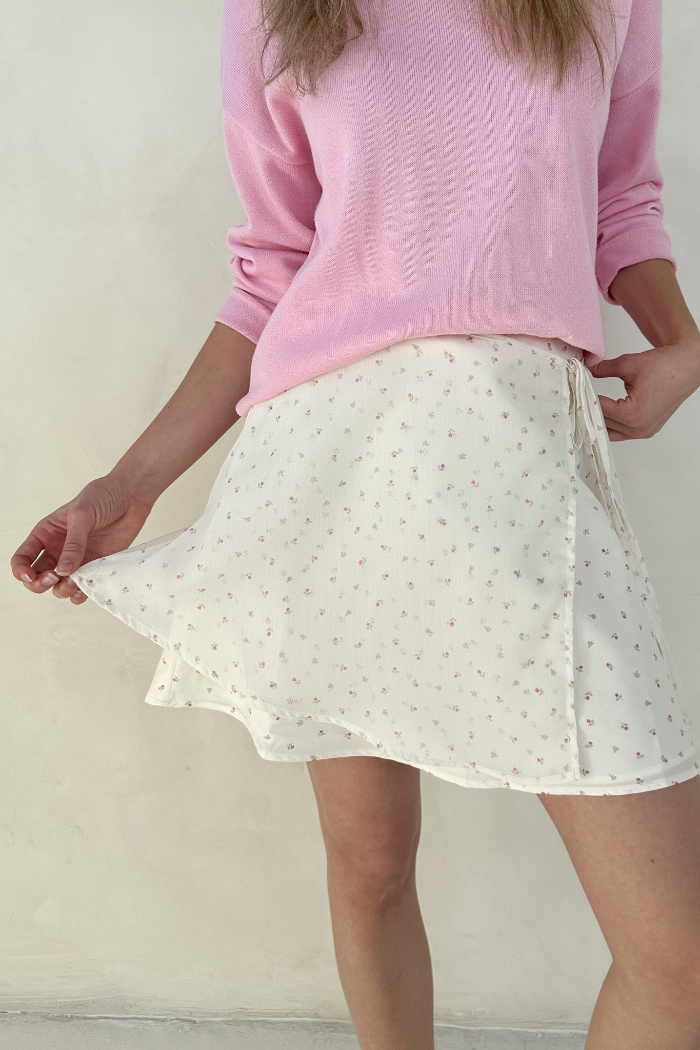 Sabrina Wrap Tie Mini Skirt - Neutral Ground