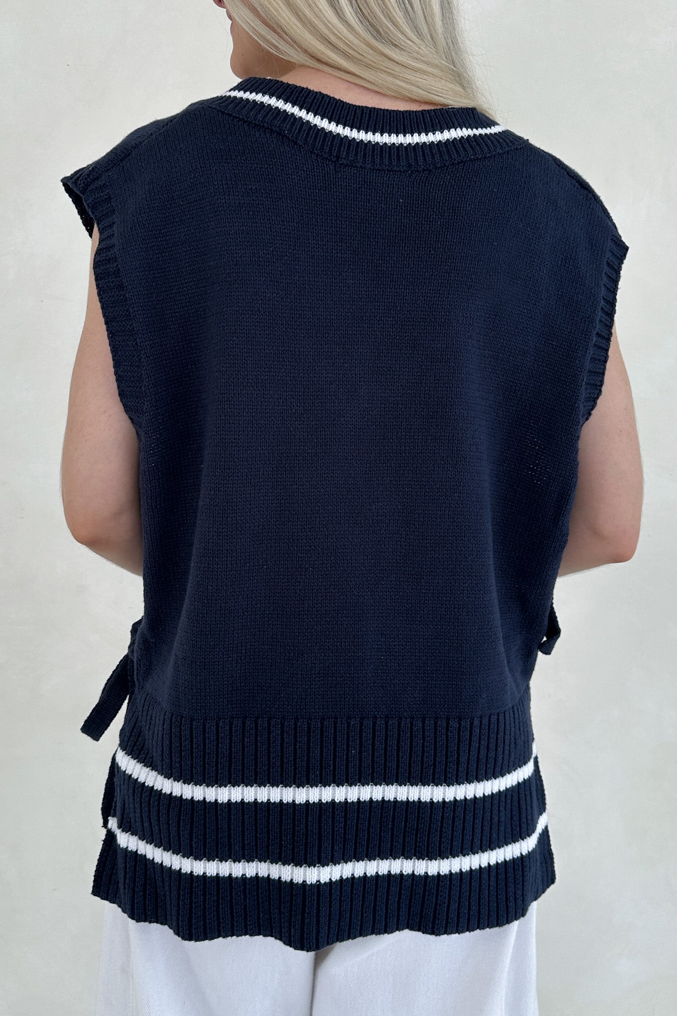 Sadie Side Tie Vest - Neutral Ground