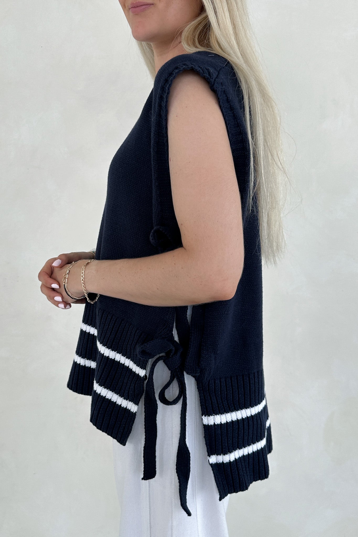 Sadie Side Tie Vest - Neutral Ground