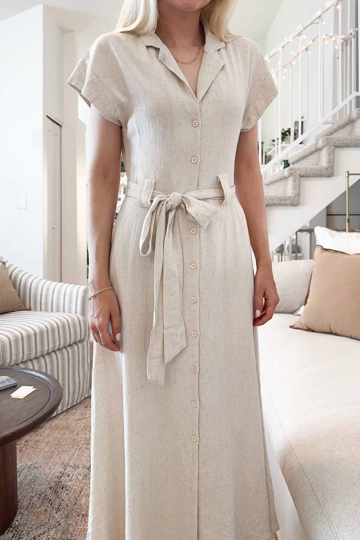 Sahara Linen A Line Dress l Neutral Ground S