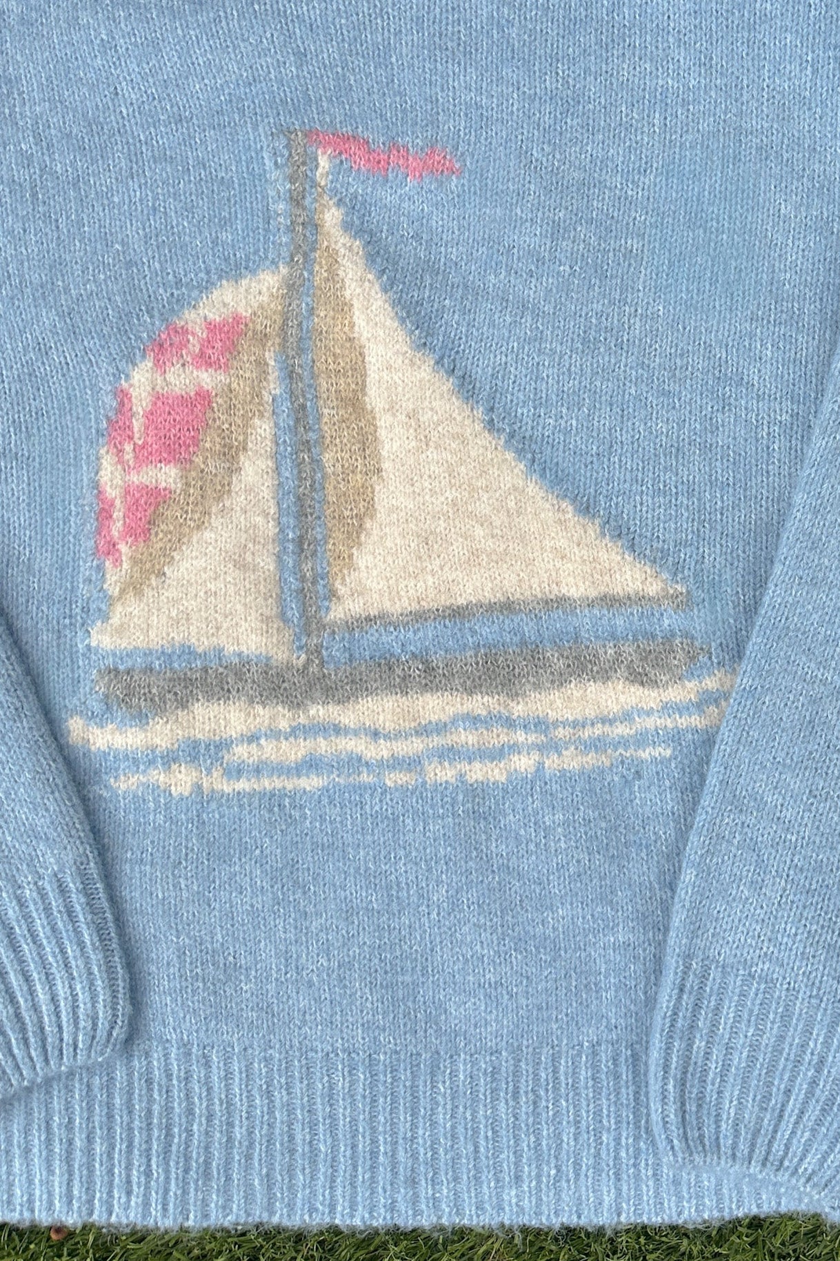 Sail Away Sailboat Knit Sweater in Light Blue - Neutral Ground
