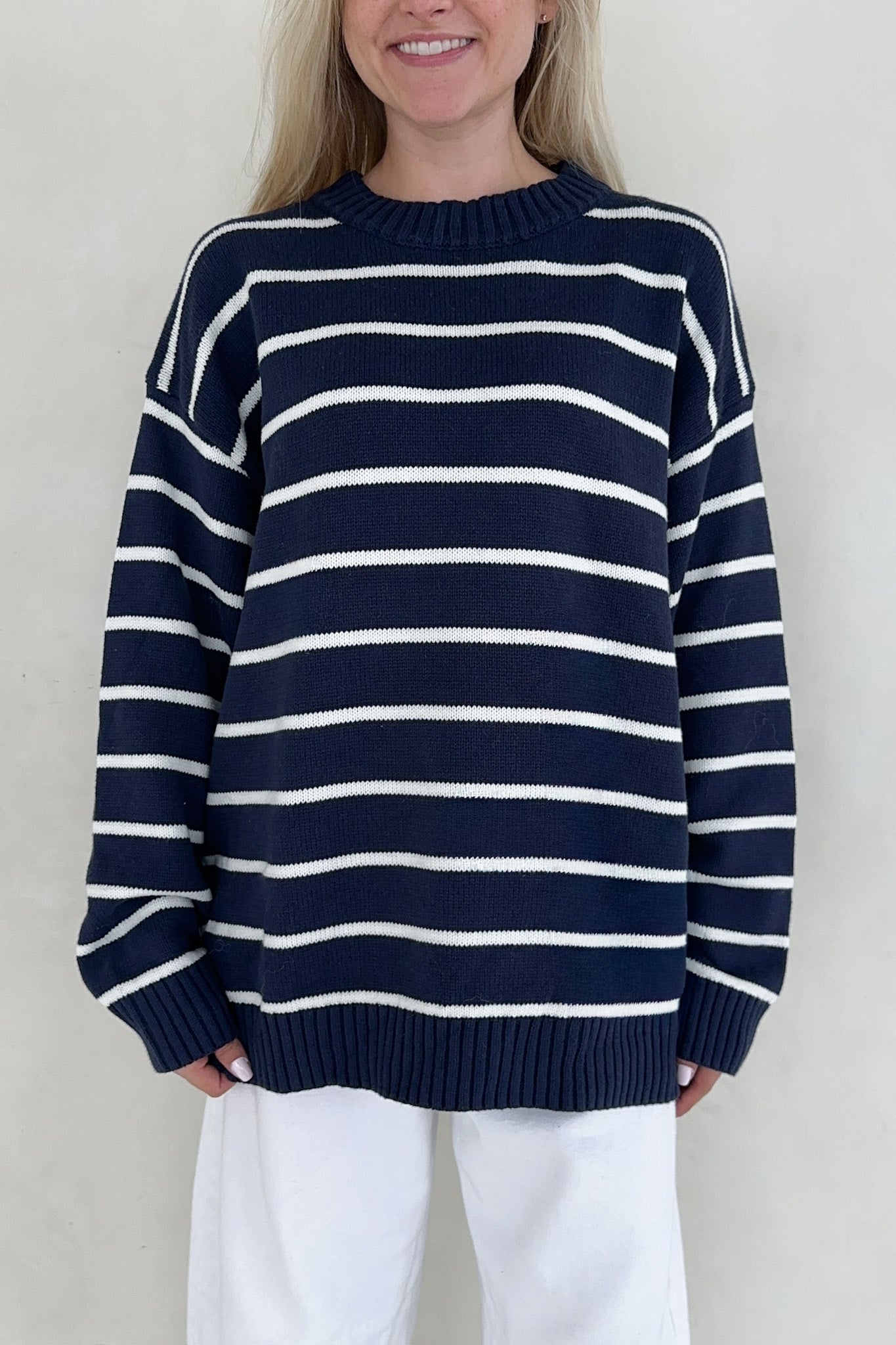 Sailor Navy and White Striped Oversized Sweater - Neutral Ground