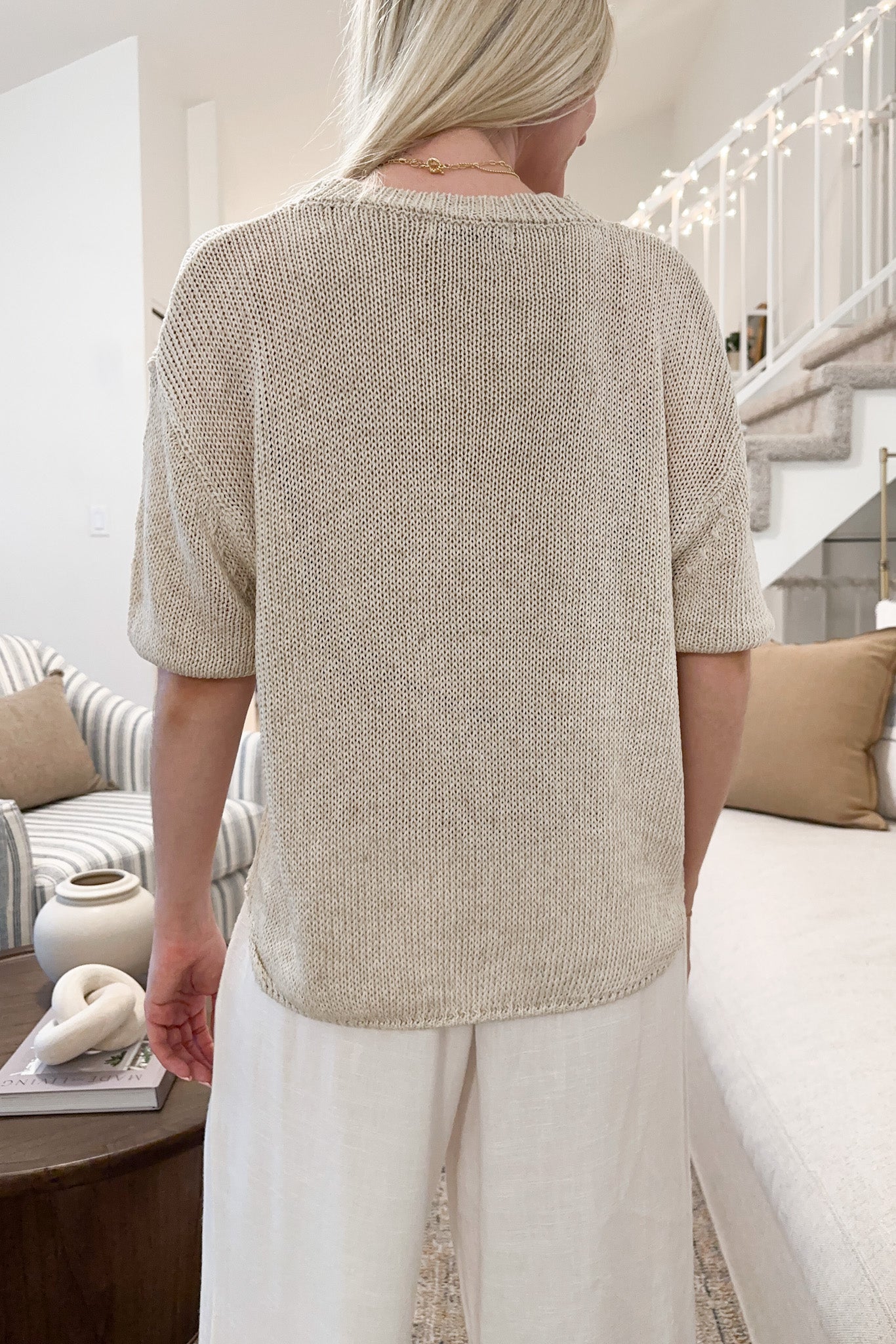 Salty Air Lightweight Sweater Top - Neutral Ground