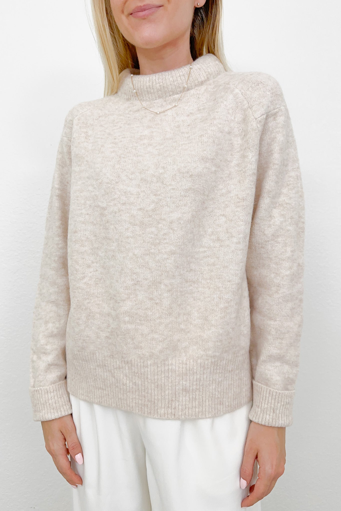 Scarlett Padded Neckline Sweater - Neutral Ground