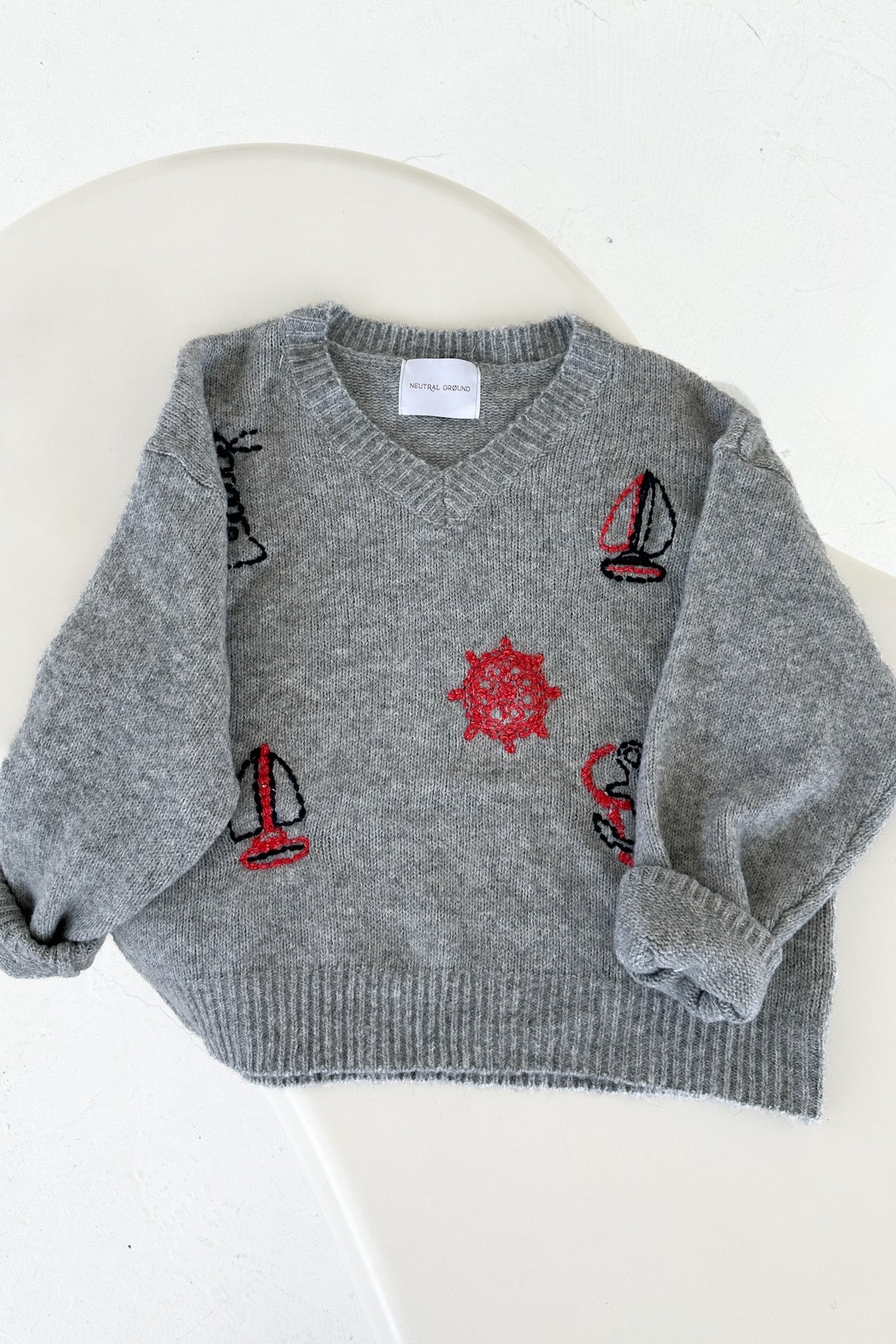 Sea You Soon Lightweight Stitched V - Neck Sweater - Neutral Ground