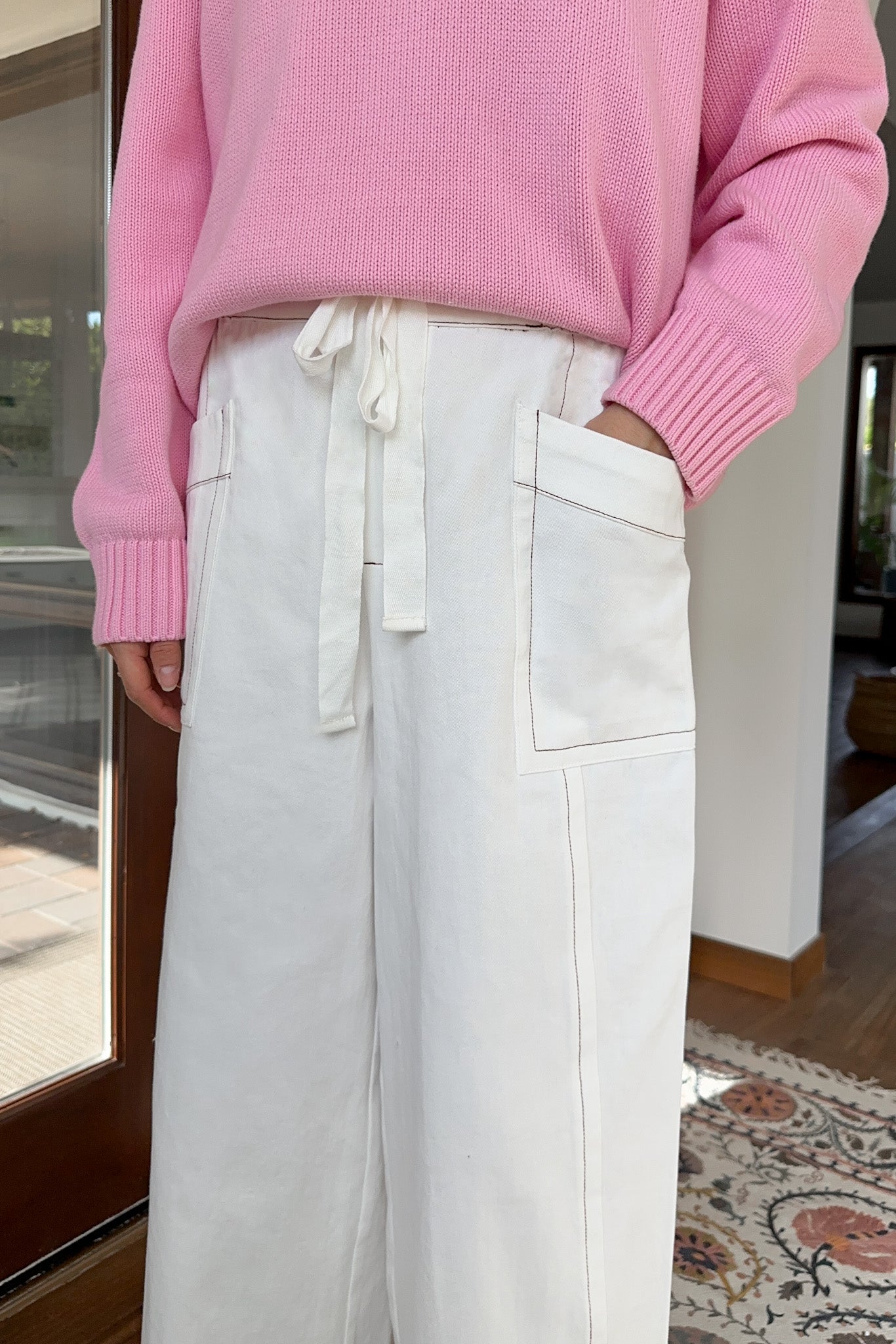 Shore Thing Drawstring Cotton Pants - Neutral Ground