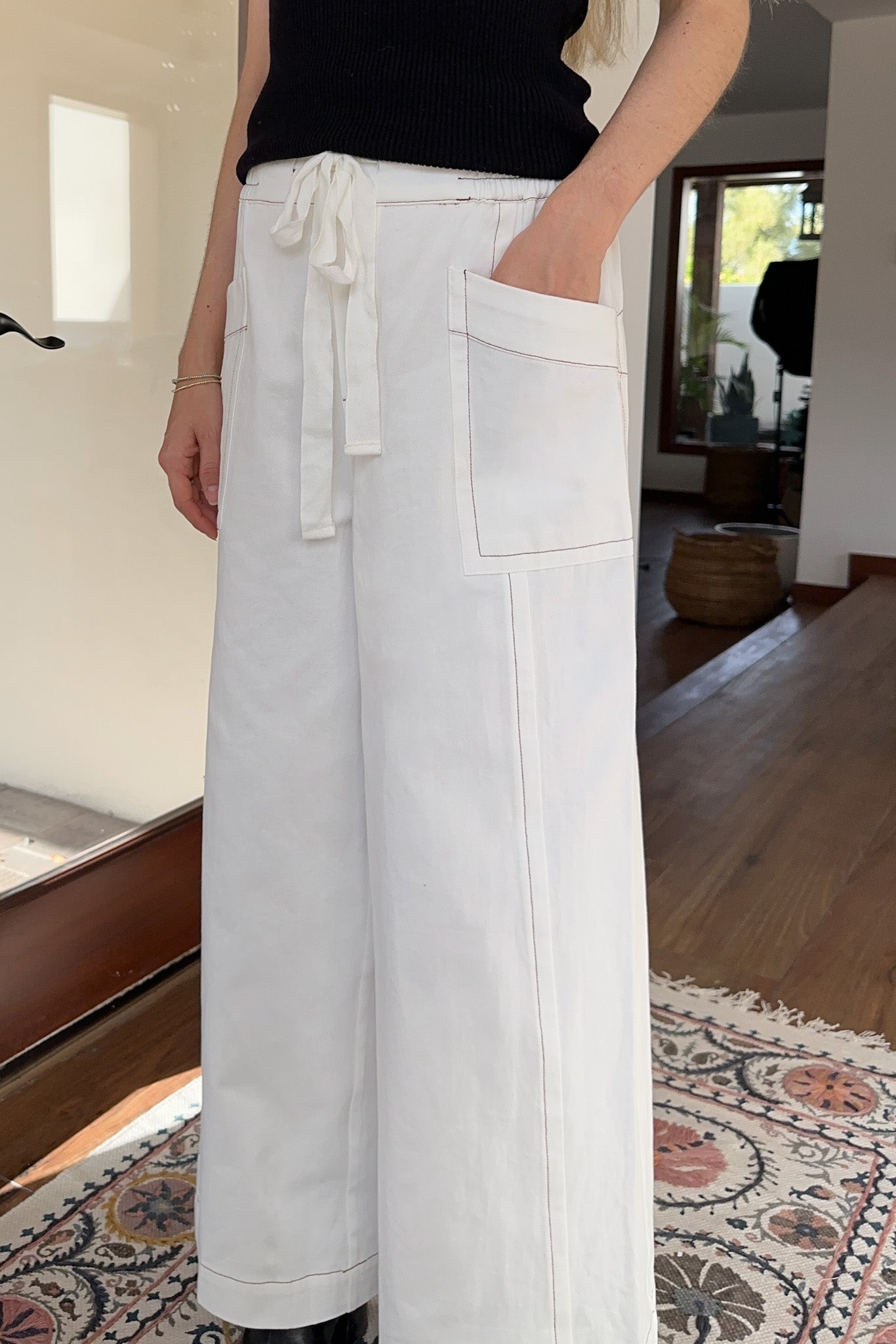 Shore Thing Drawstring Cotton Pants - Neutral Ground