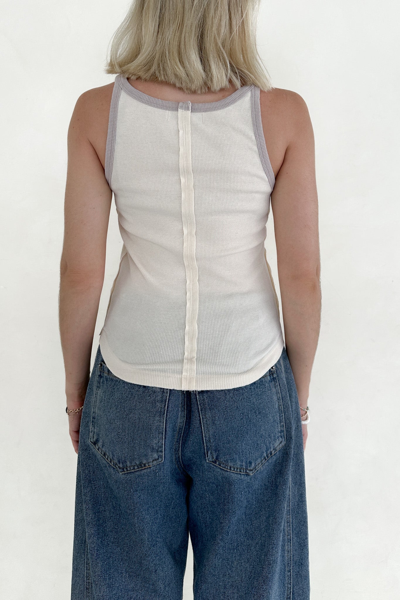 Shoreline Color Block Tank Top in Slate and Oatmeal - Neutral Ground