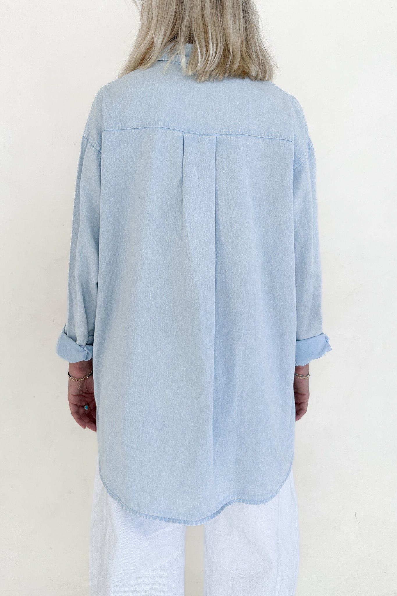 Sloan Pigment Washed Oversized Denim Shirt in Blue - Neutral Ground