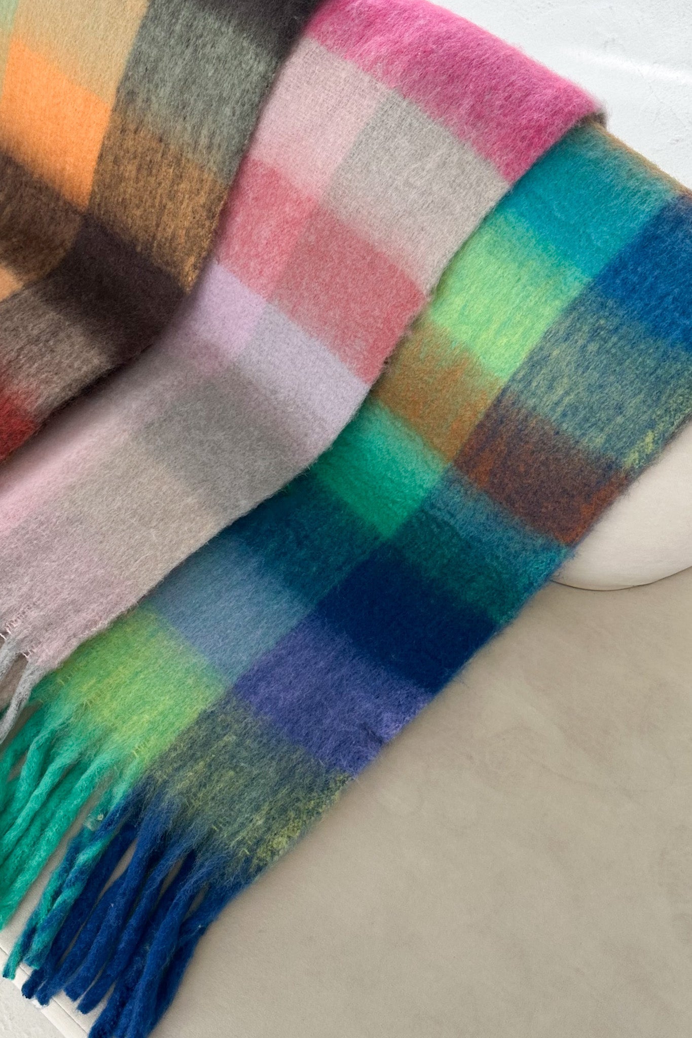 Snow Day Brushed Plaid Scarf in Navy - Neutral Ground