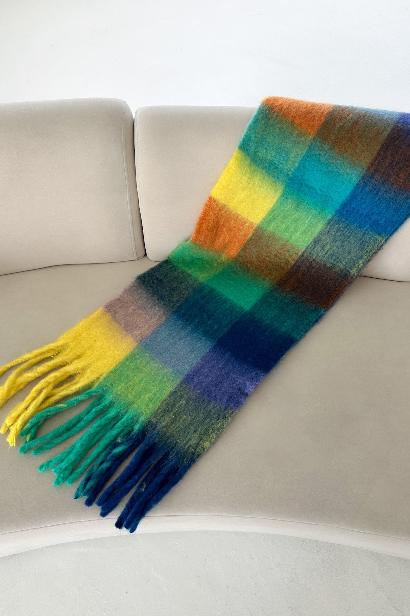 Snow Day Brushed Plaid Scarf in Navy - Neutral Ground