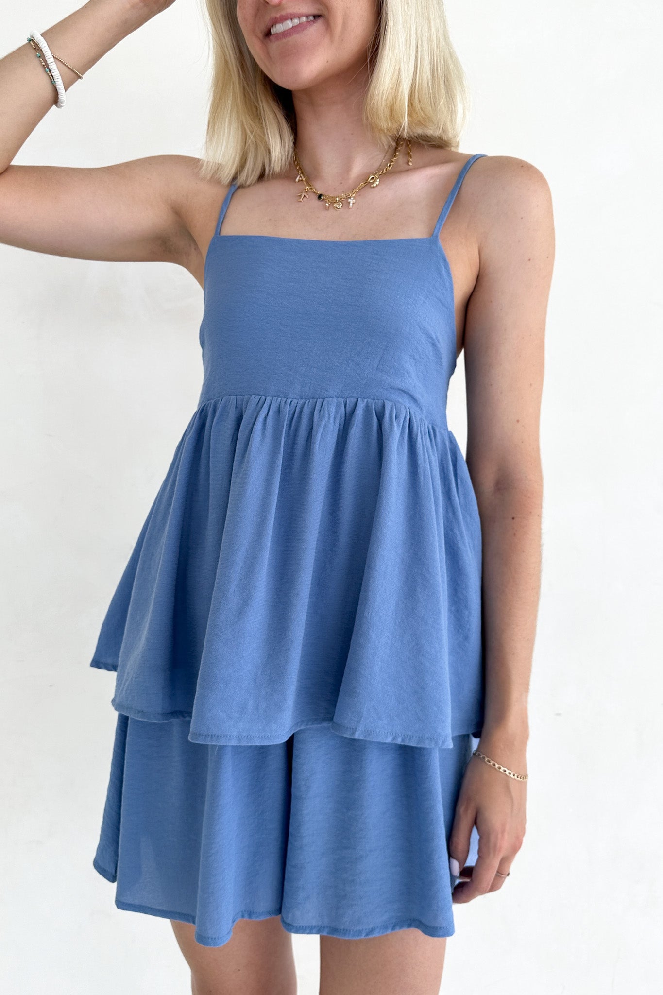 Somerset Dusty Blue Wide Leg Woven Shorts - Neutral Ground