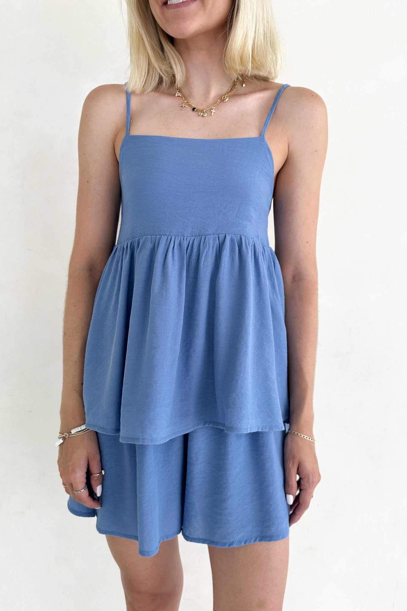 Somerset Dusty Blue Wide Leg Woven Shorts - Neutral Ground