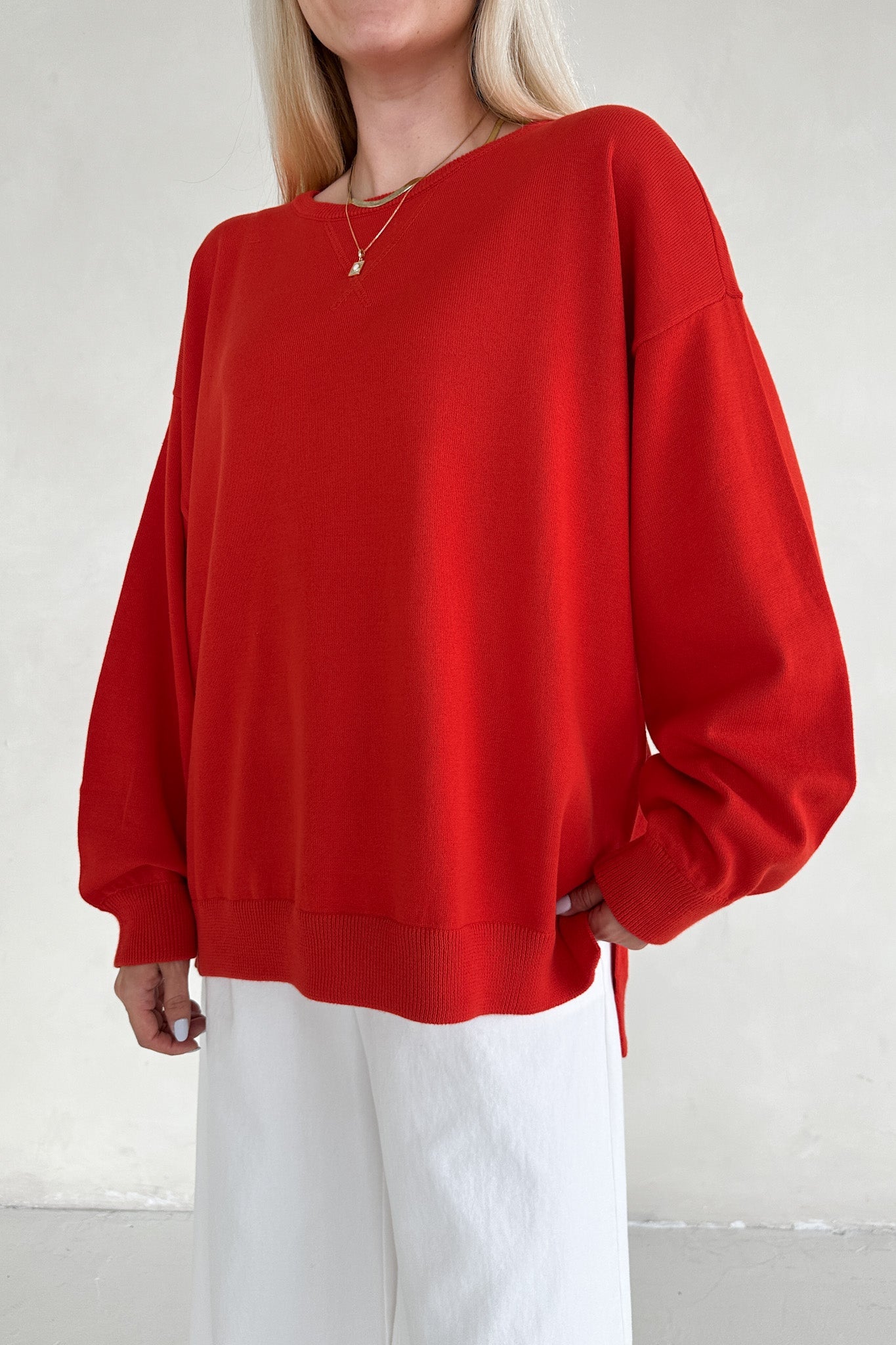 Sonny Long Sleeve Oversized Pullover in Poppy Red - Neutral Ground